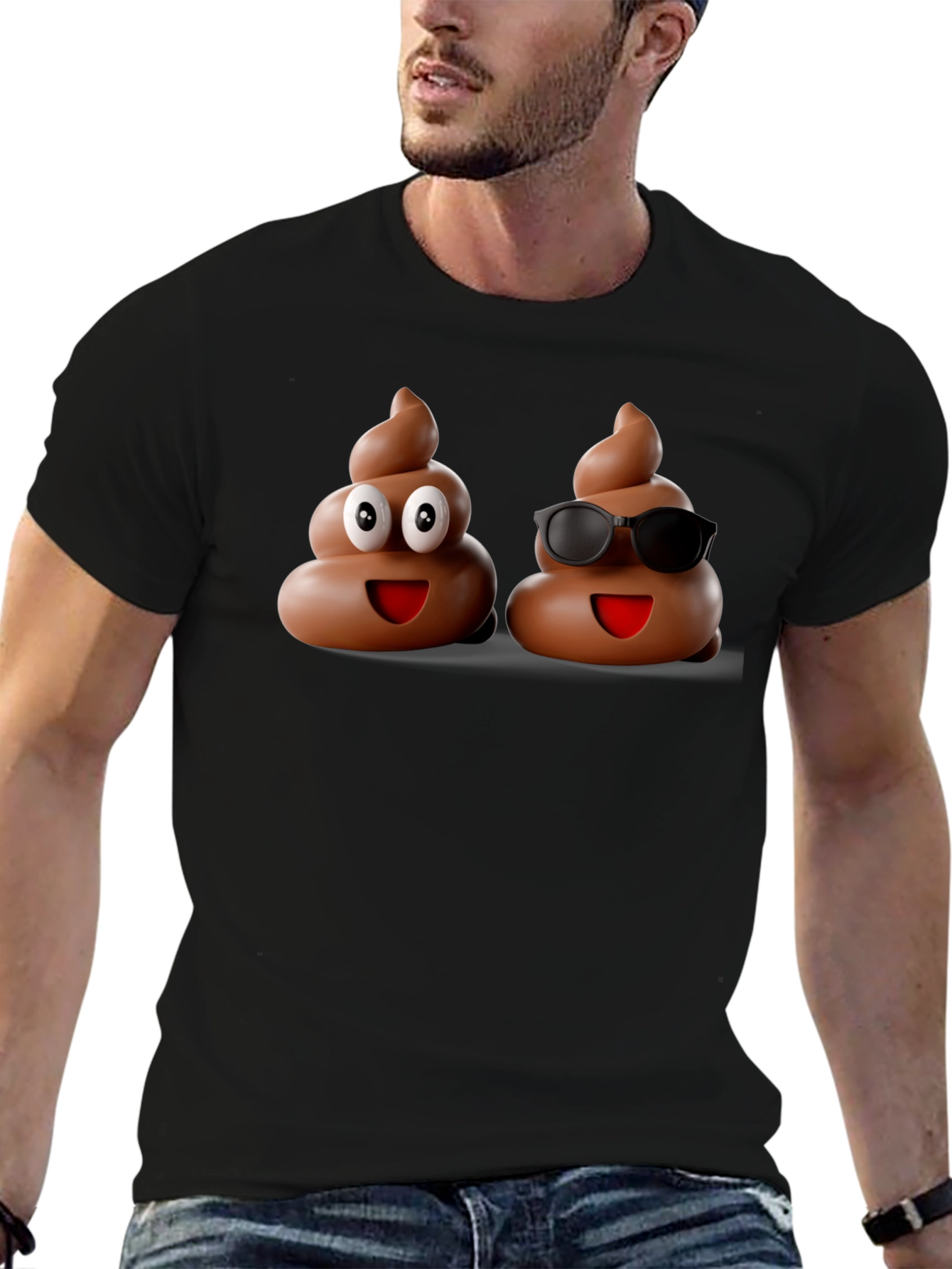 Black Funny Poop Emoji Graphic Black T-Shirt view 6
