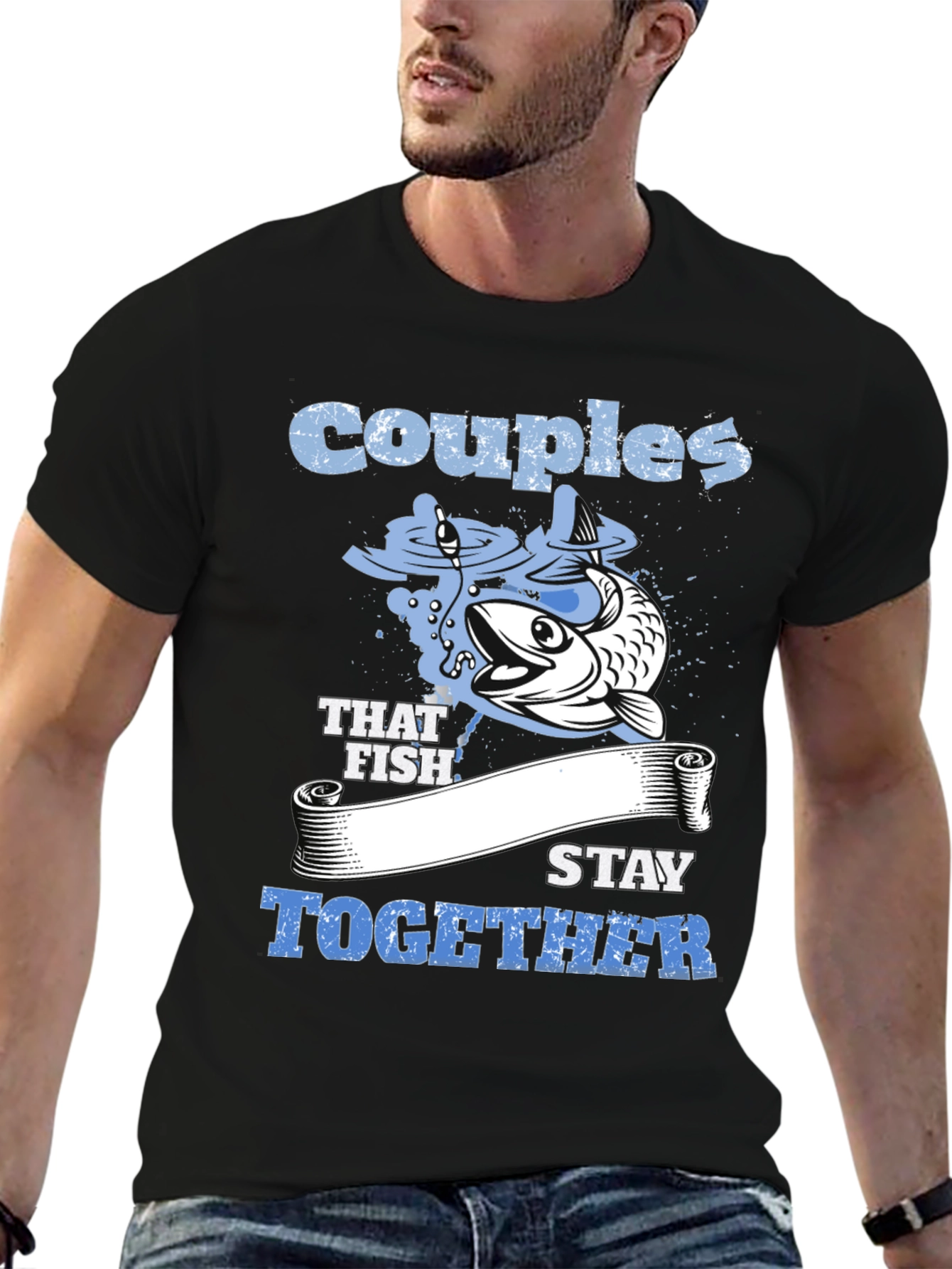 Black Couples That Fish Stay Together Graphic Tee view 6