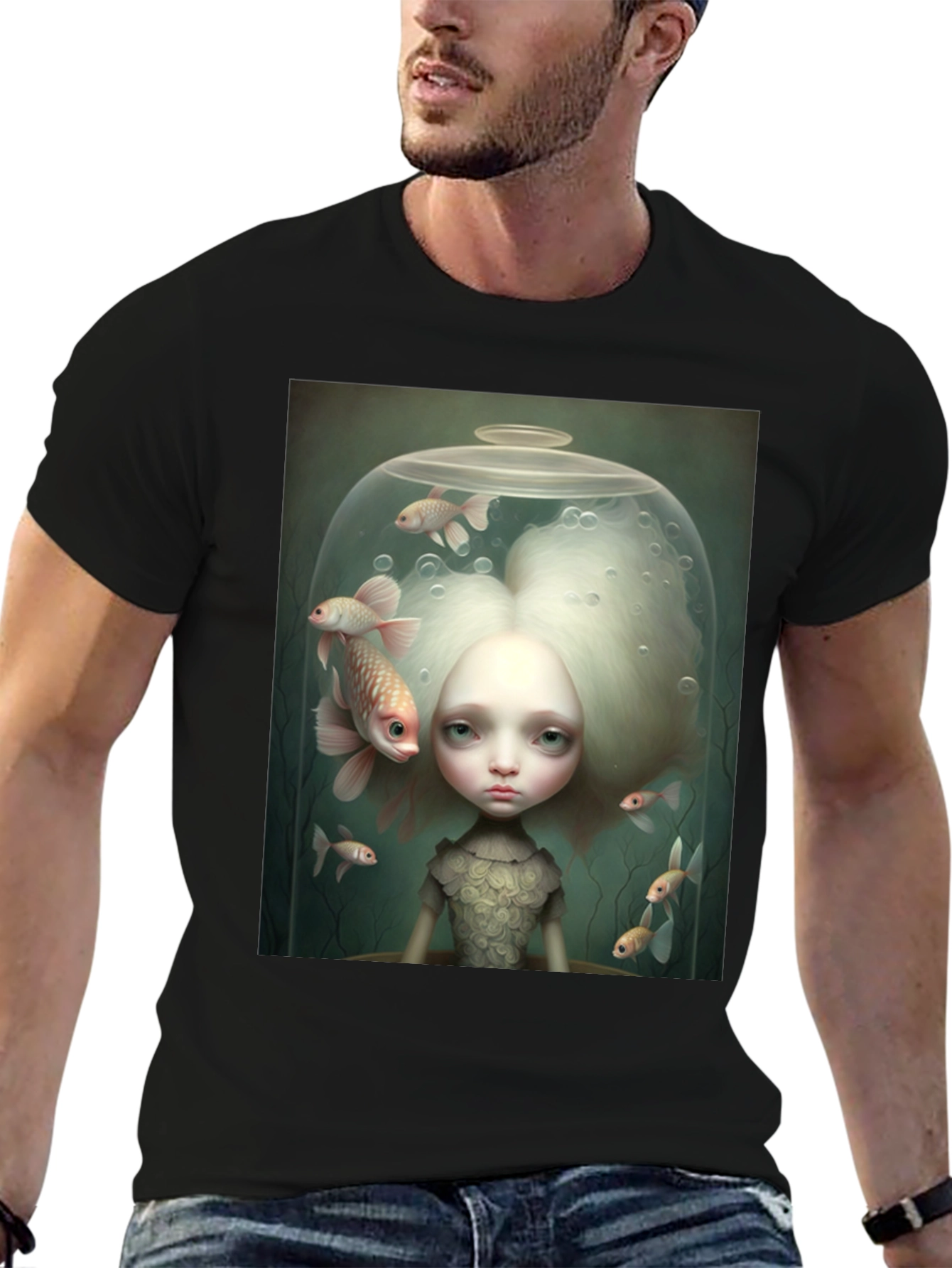 Black Fishbowl Art Graphic Tee view 6