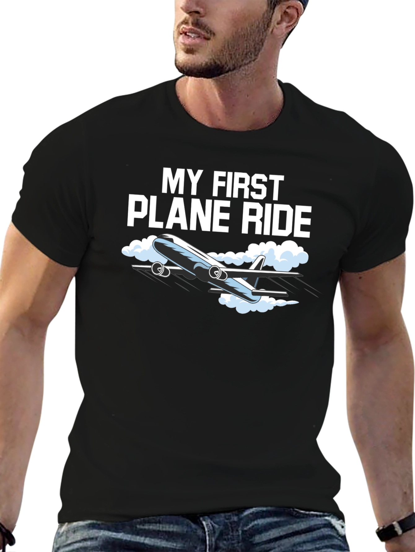Black My First Plane Ride Graphic Tee - Aviation T-Shirt view 6