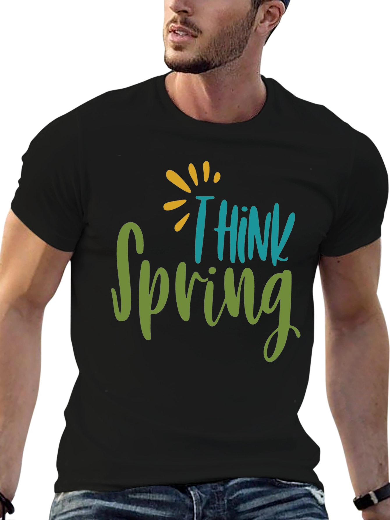 Black Think Spring Graphic Tee - Black view 6