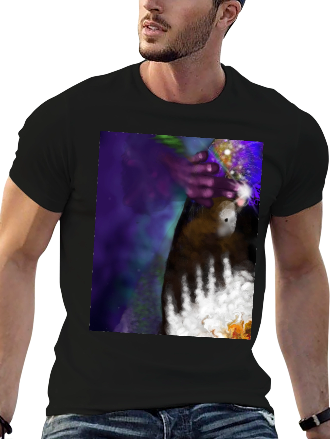 Black Abstract Hand Art Tee - Black view 6