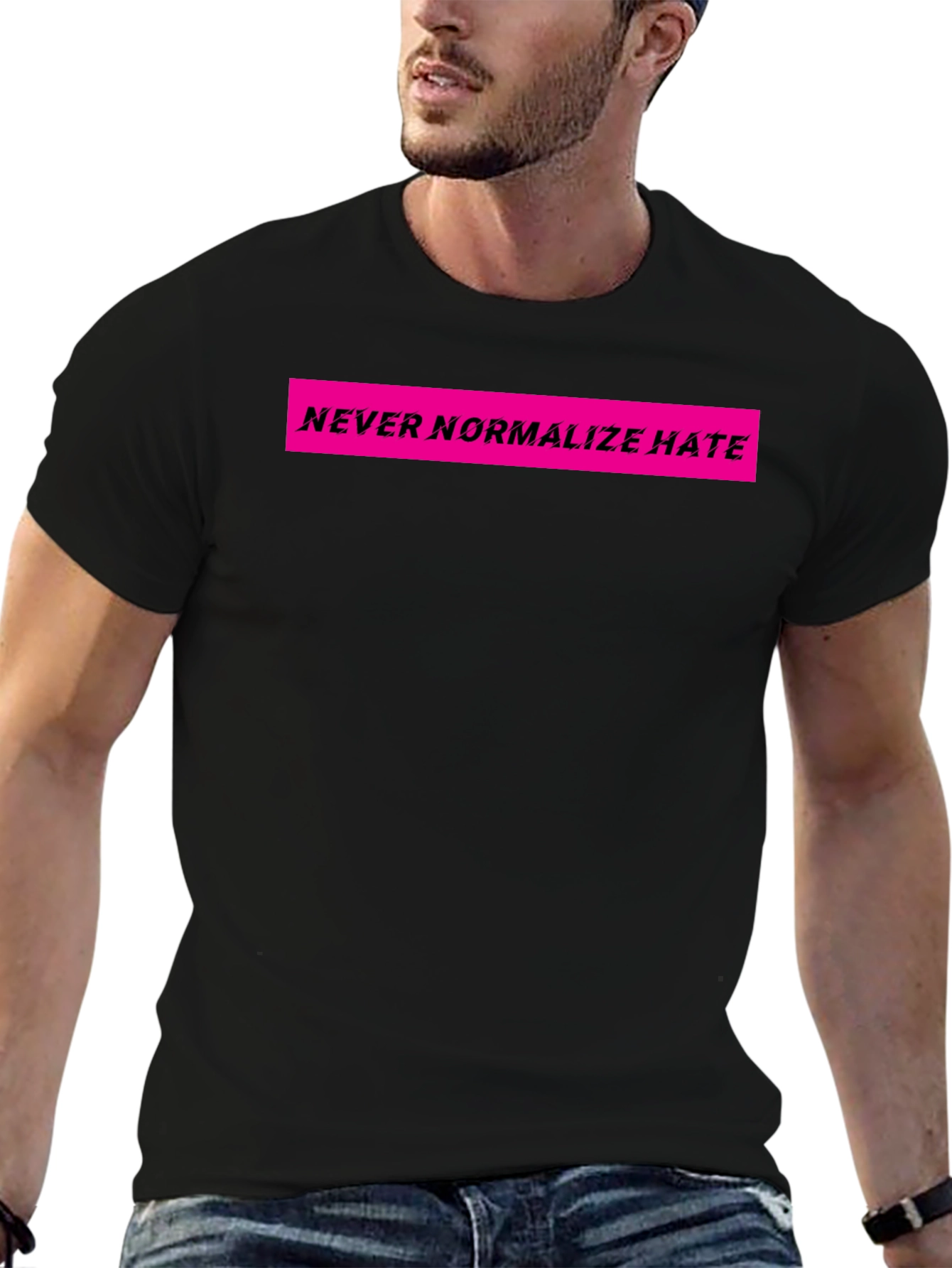 Black Never Normalize Hate Graphic Tee view 6