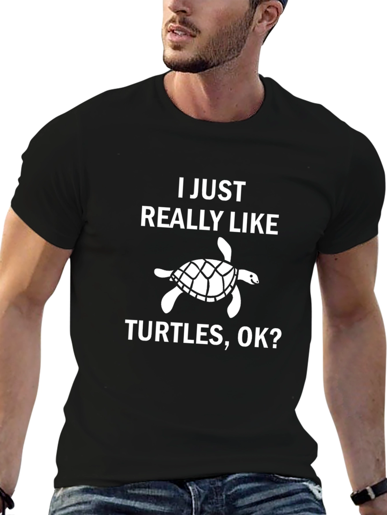 Black I Just Really Like Turtles T-Shirt view 6