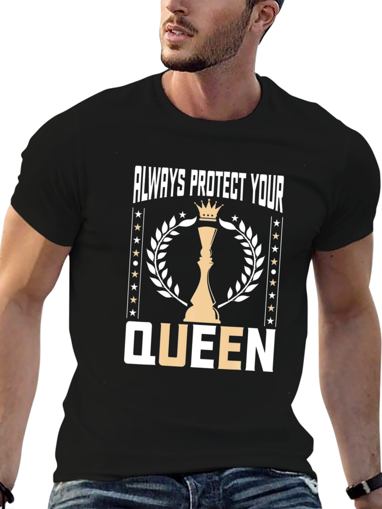 Black Protect Your Queen Chess Graphic T-Shirt view 6