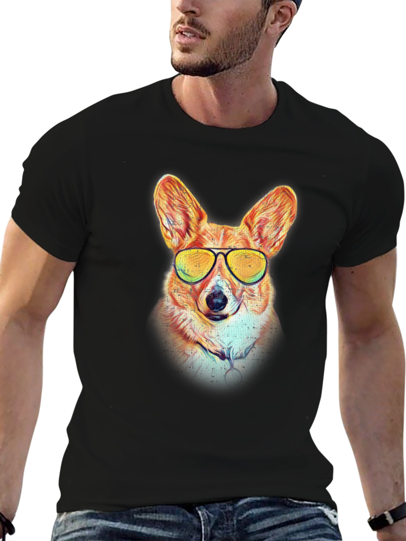 Black Cool Corgi Graphic Tee - Black view 6