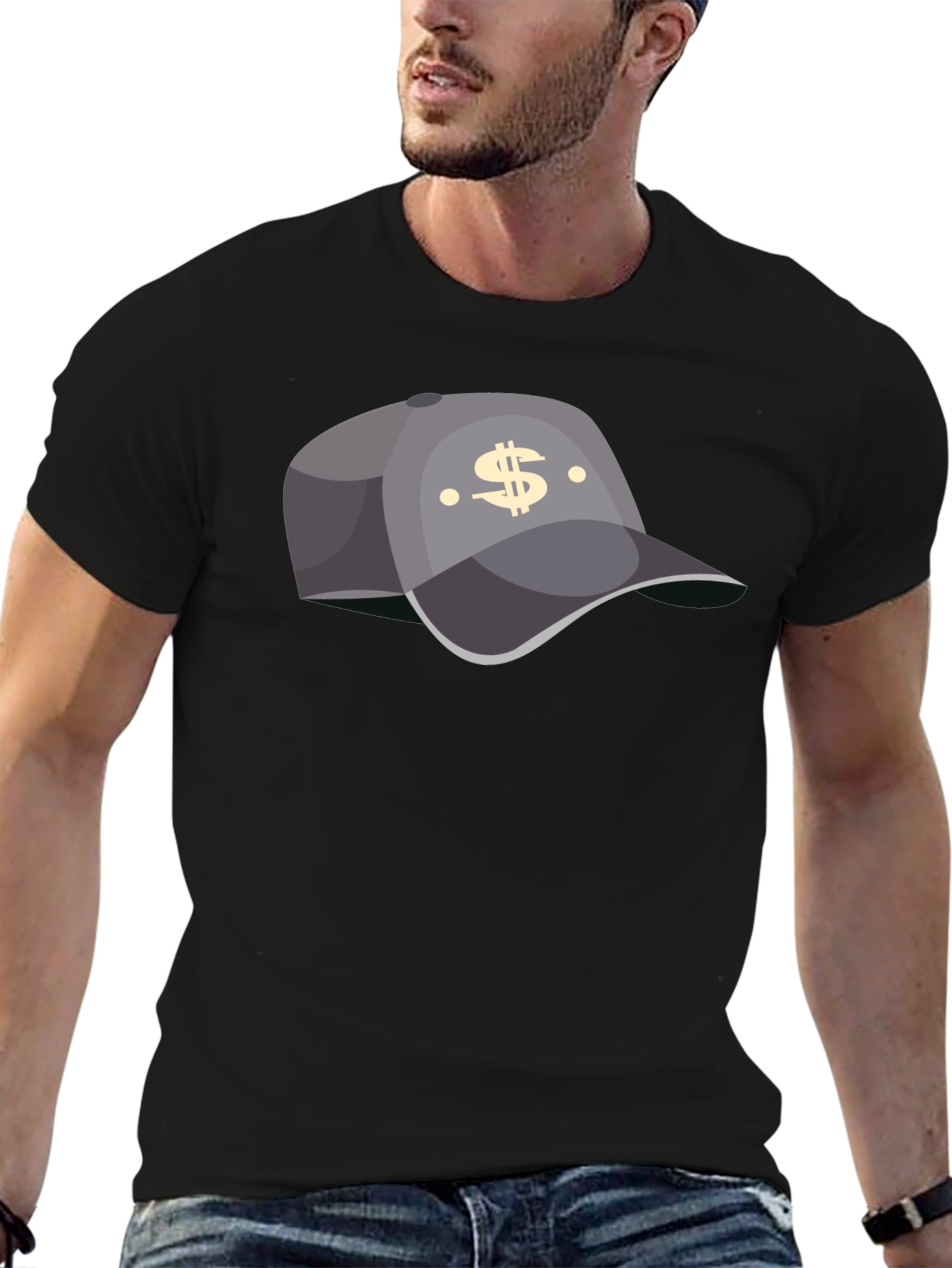 Black Trendy Black T-Shirt with Hat Graphic view 6