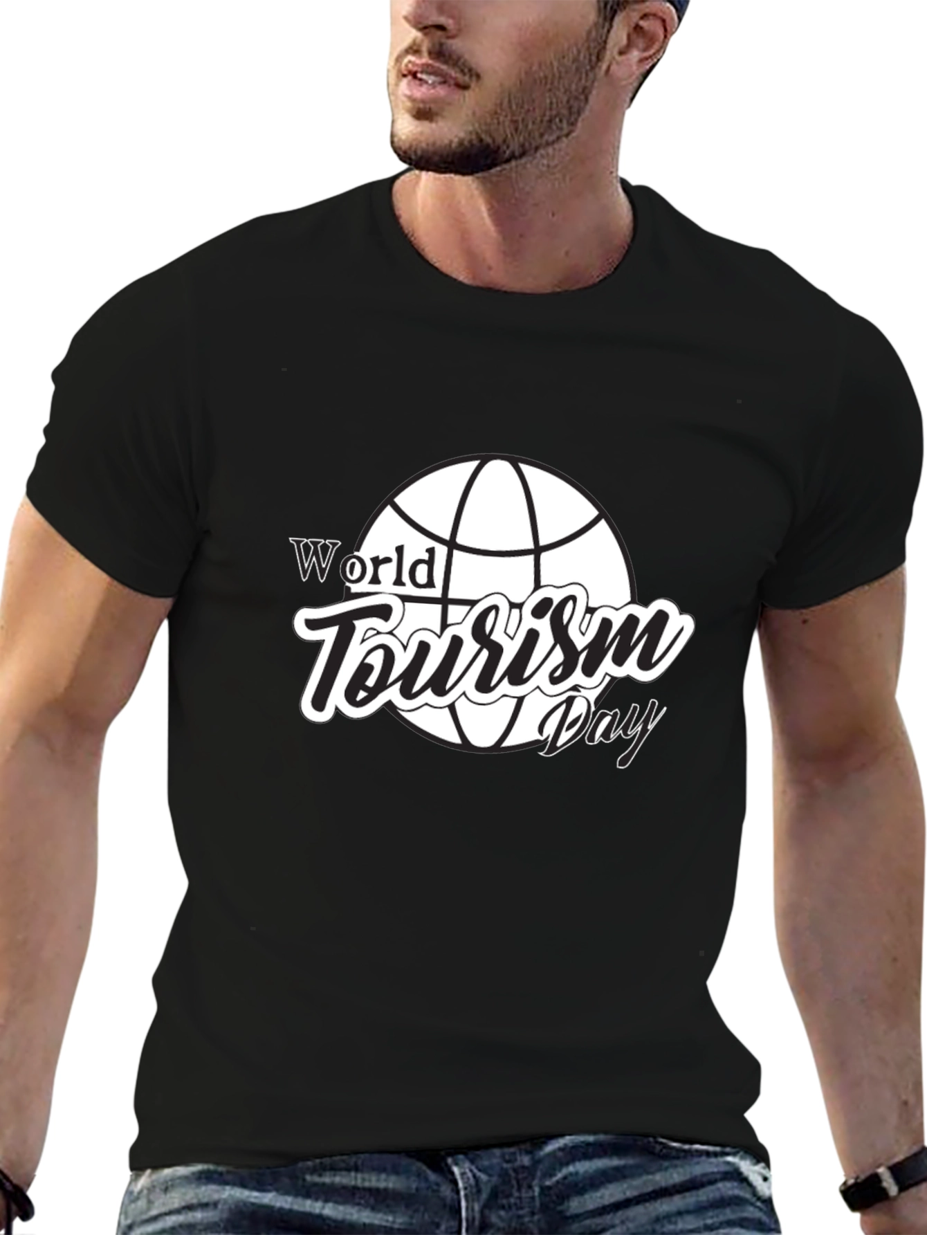Black World Tourism Day Graphic Tee - Black view 6