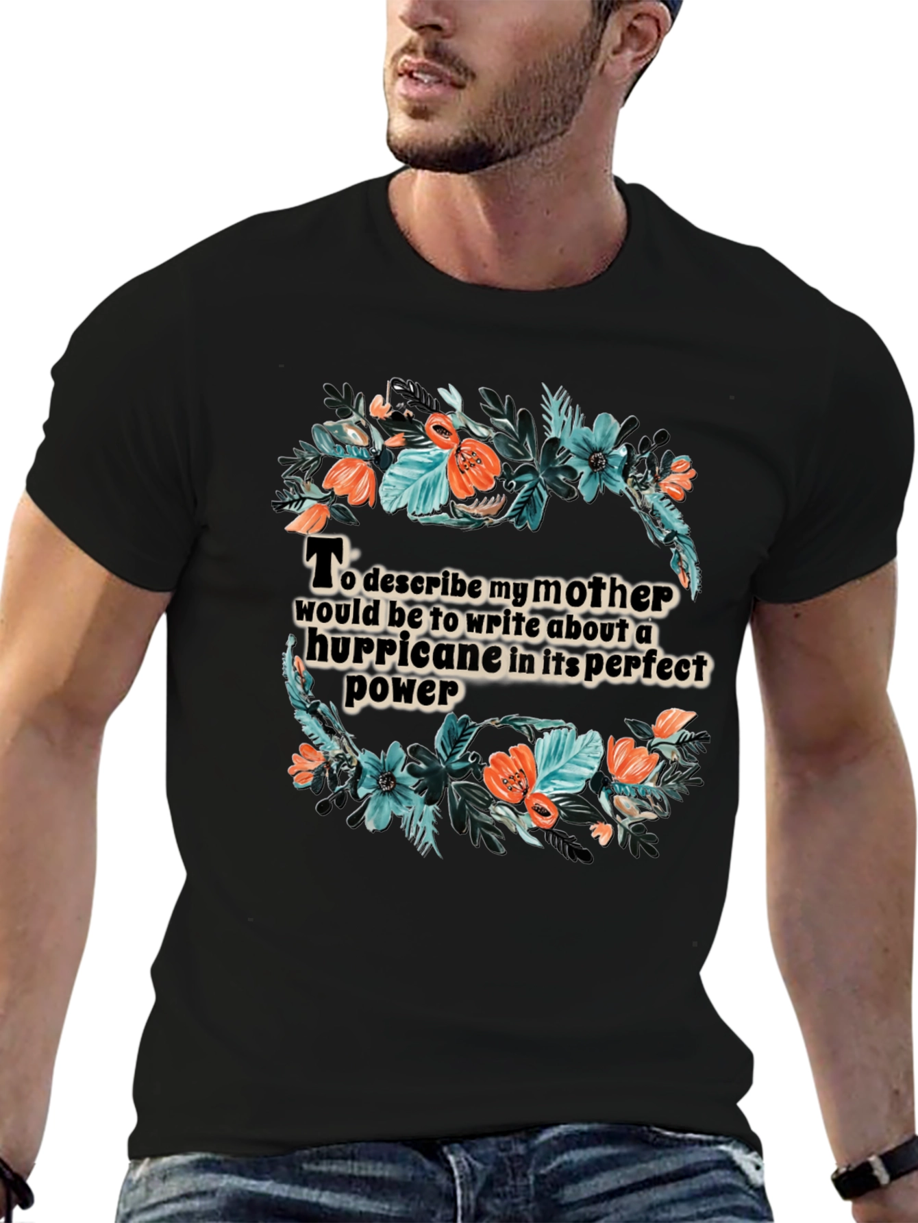 Black Floral Hurricane Mother T-Shirt view 6