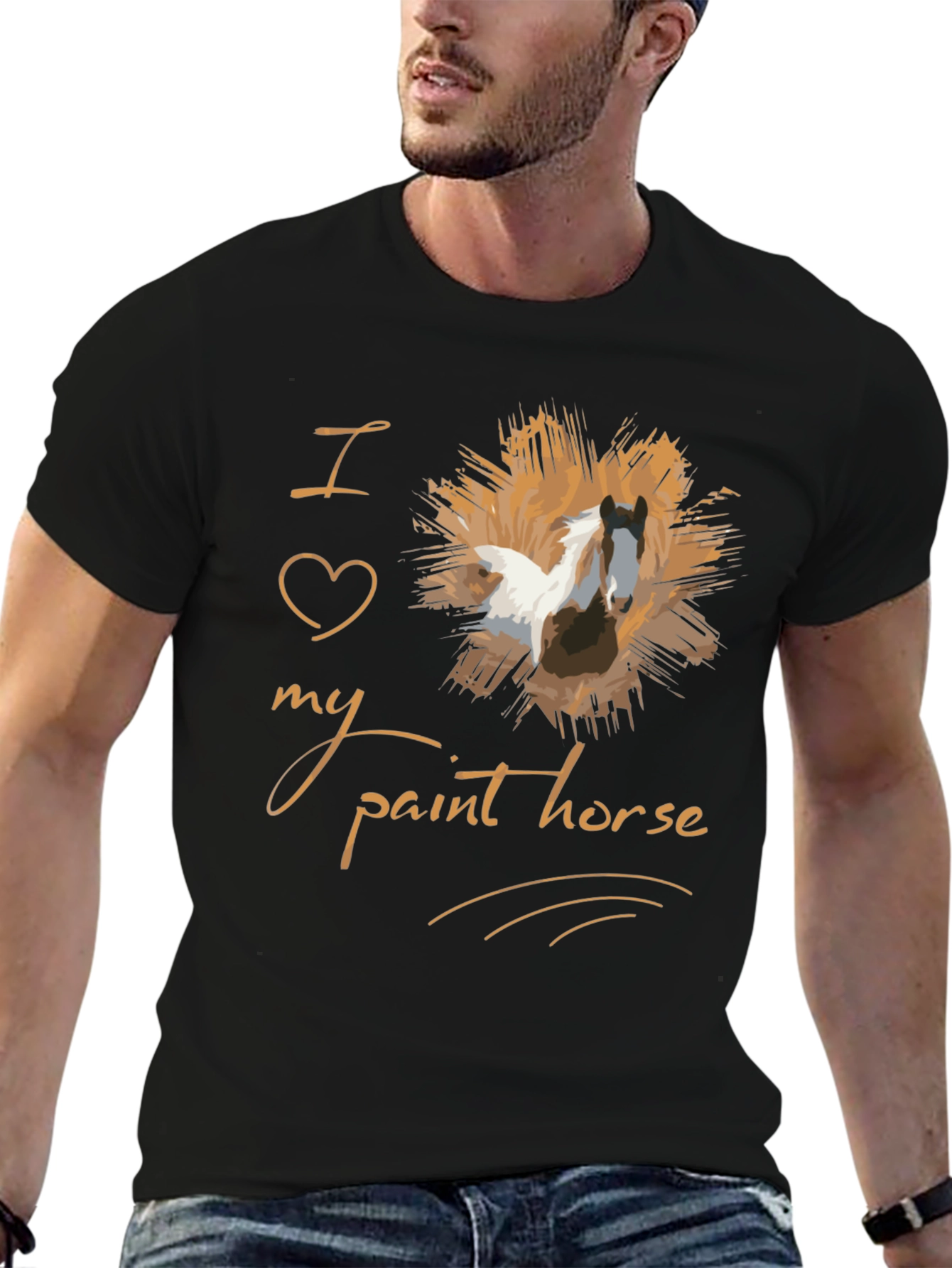 Black I Love My Paint Horse Graphic T-Shirt view 6