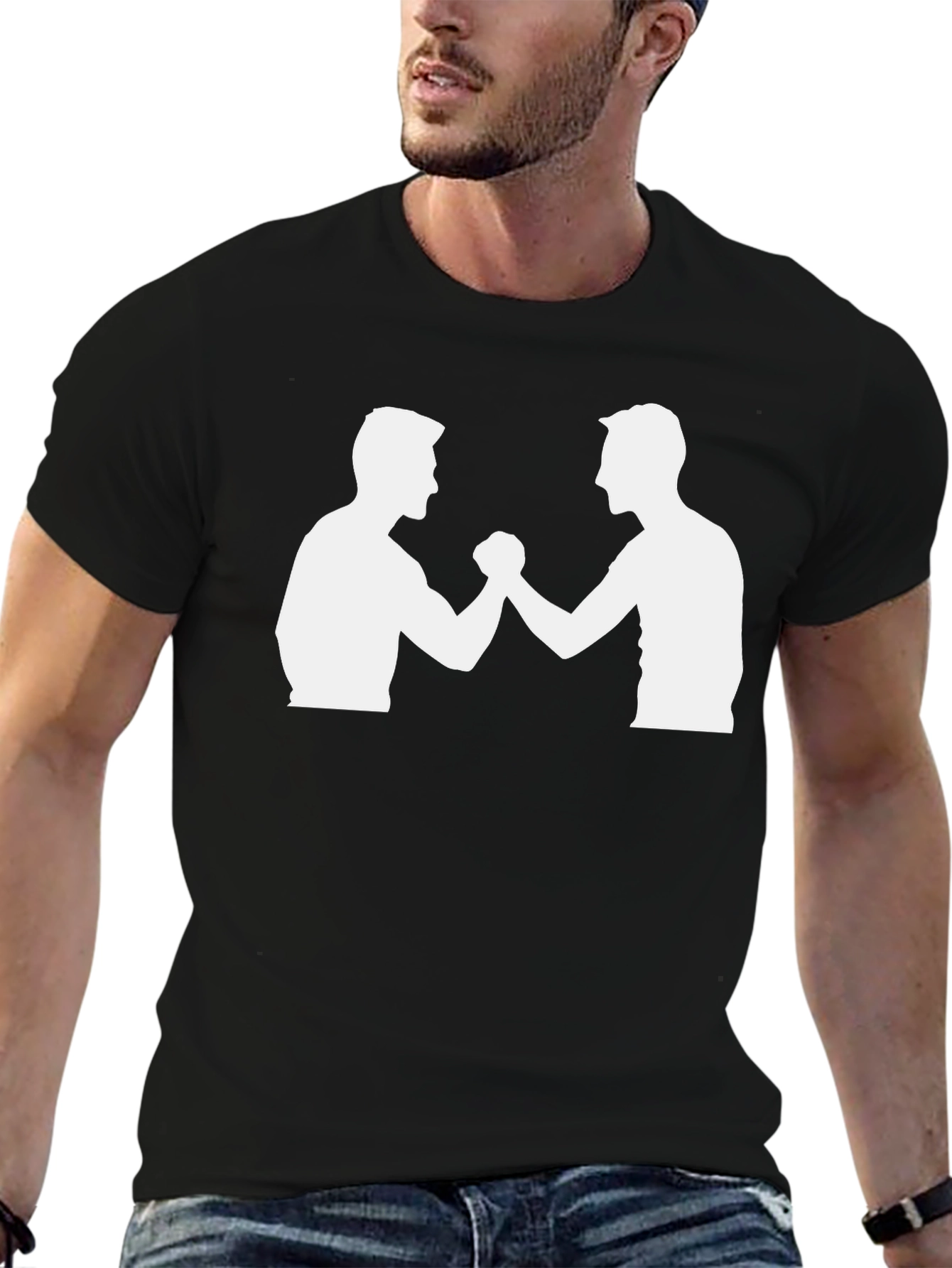 Black Arm Wrestling Black T-Shirt view 6