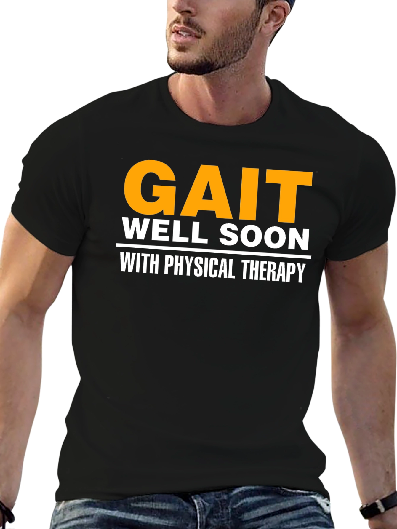 Black Gait Well Soon Physical Therapy Black T-Shirt view 6