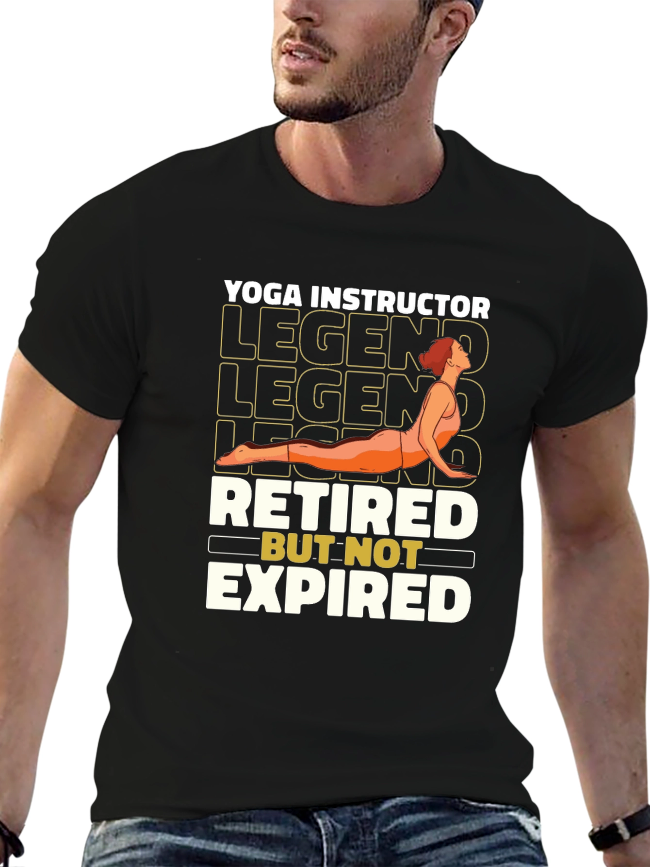 Black Retired Yoga Instructor Legend T-Shirt view 6