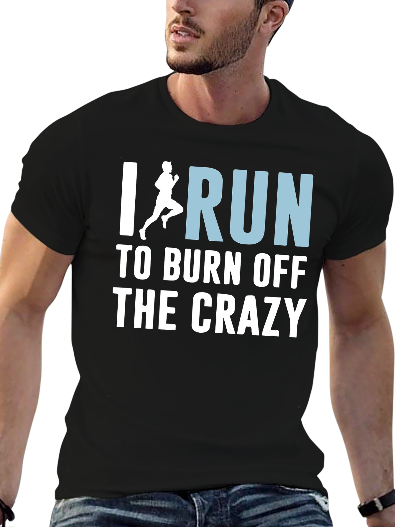 Black I Run to Burn Off the Crazy T-Shirt view 6