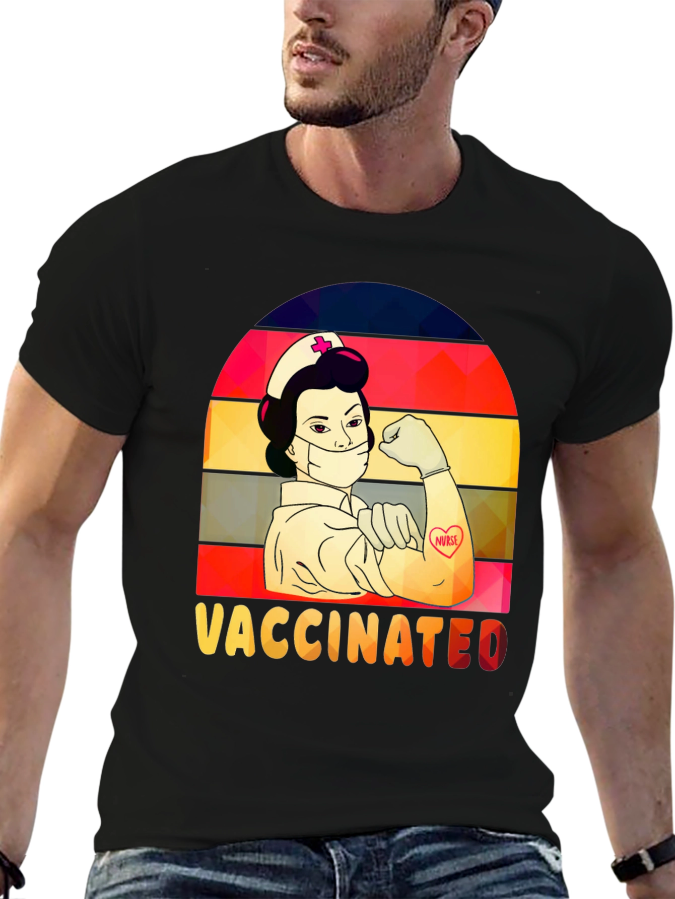 Vaccinated Nurse T-Shirt -  Retro Design - 6