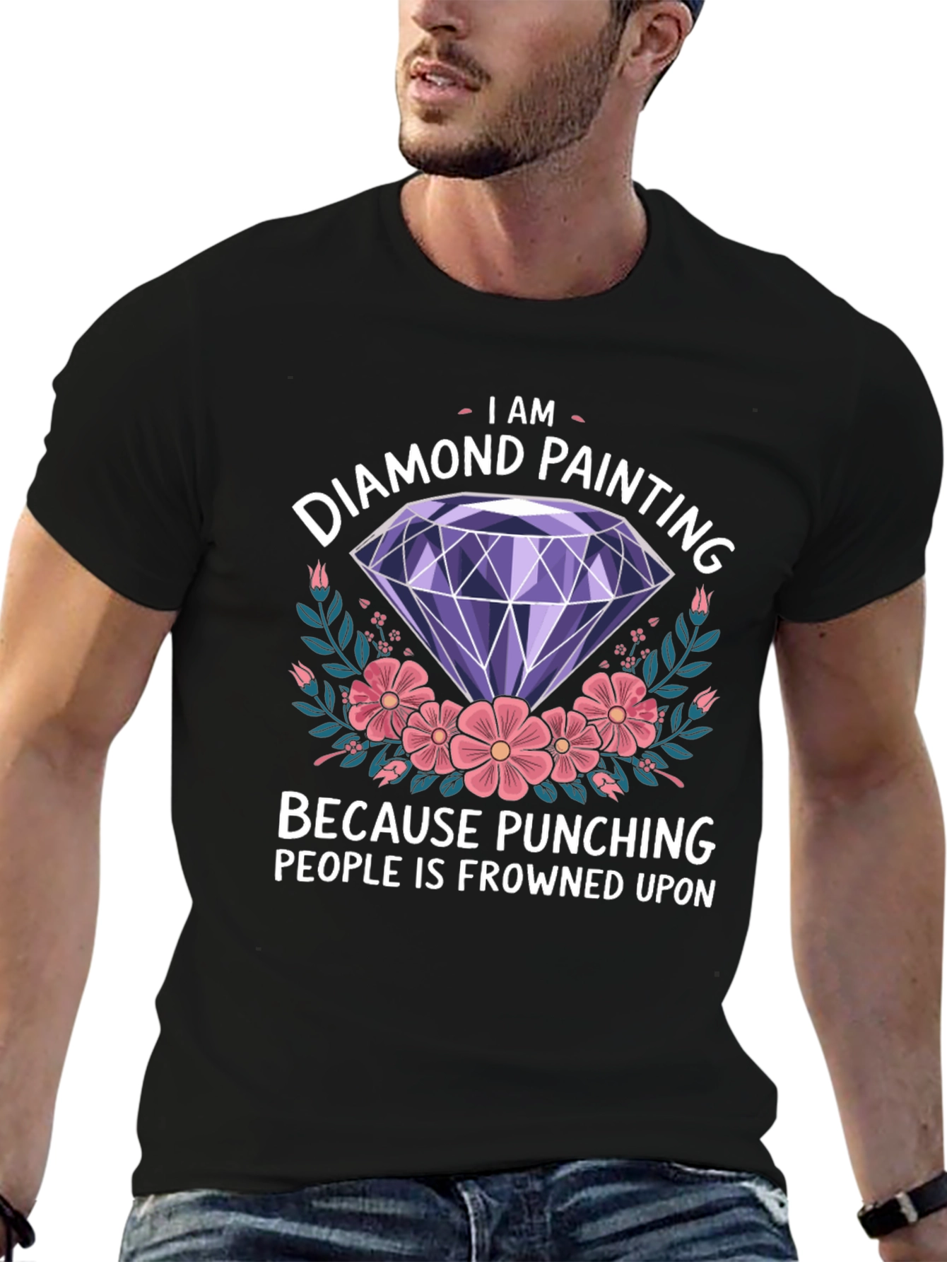 Black Diamond Painting Humor T-Shirt view 6