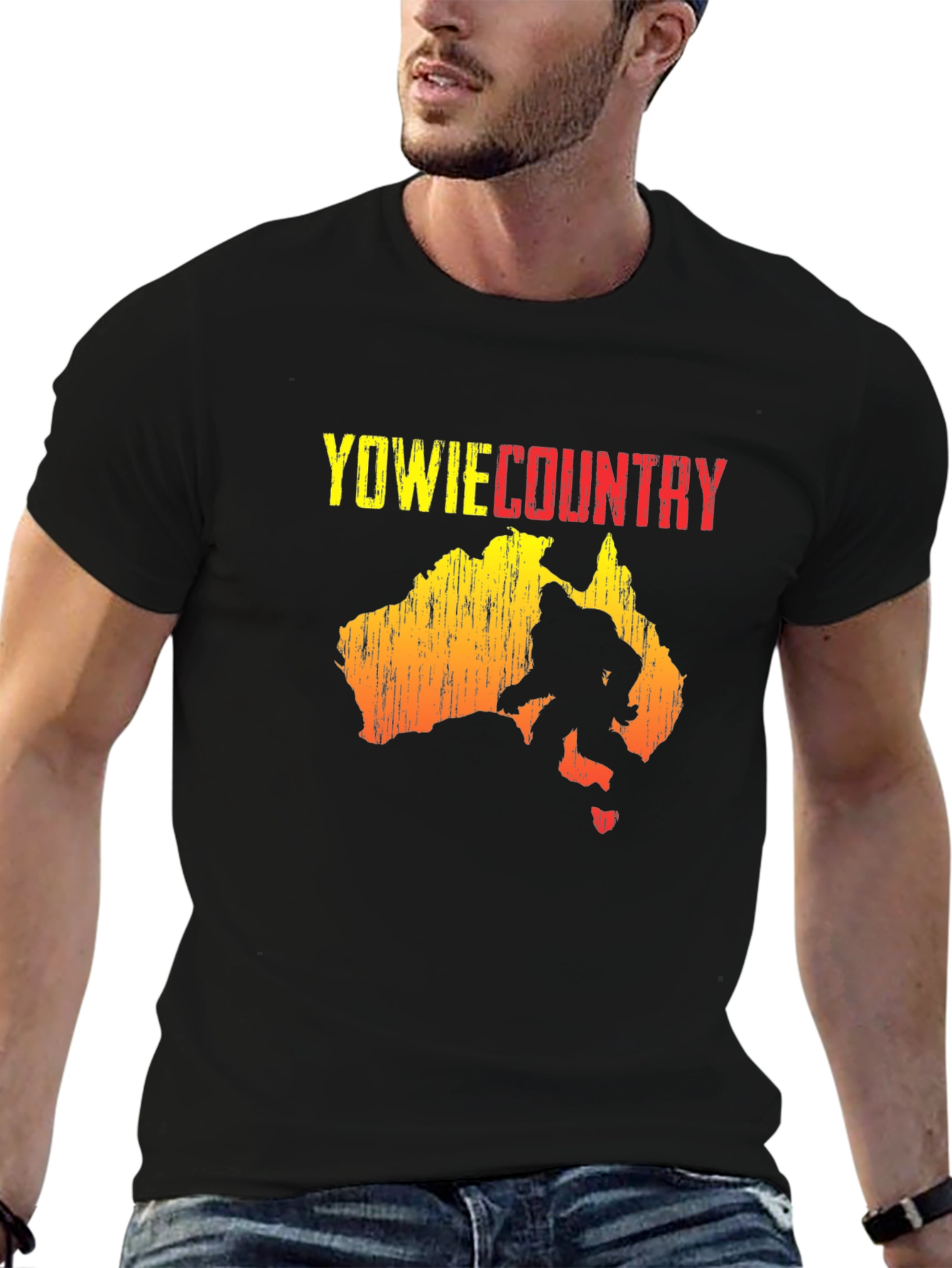 Black Yowie Country T-Shirt - Australia Bigfoot view 6