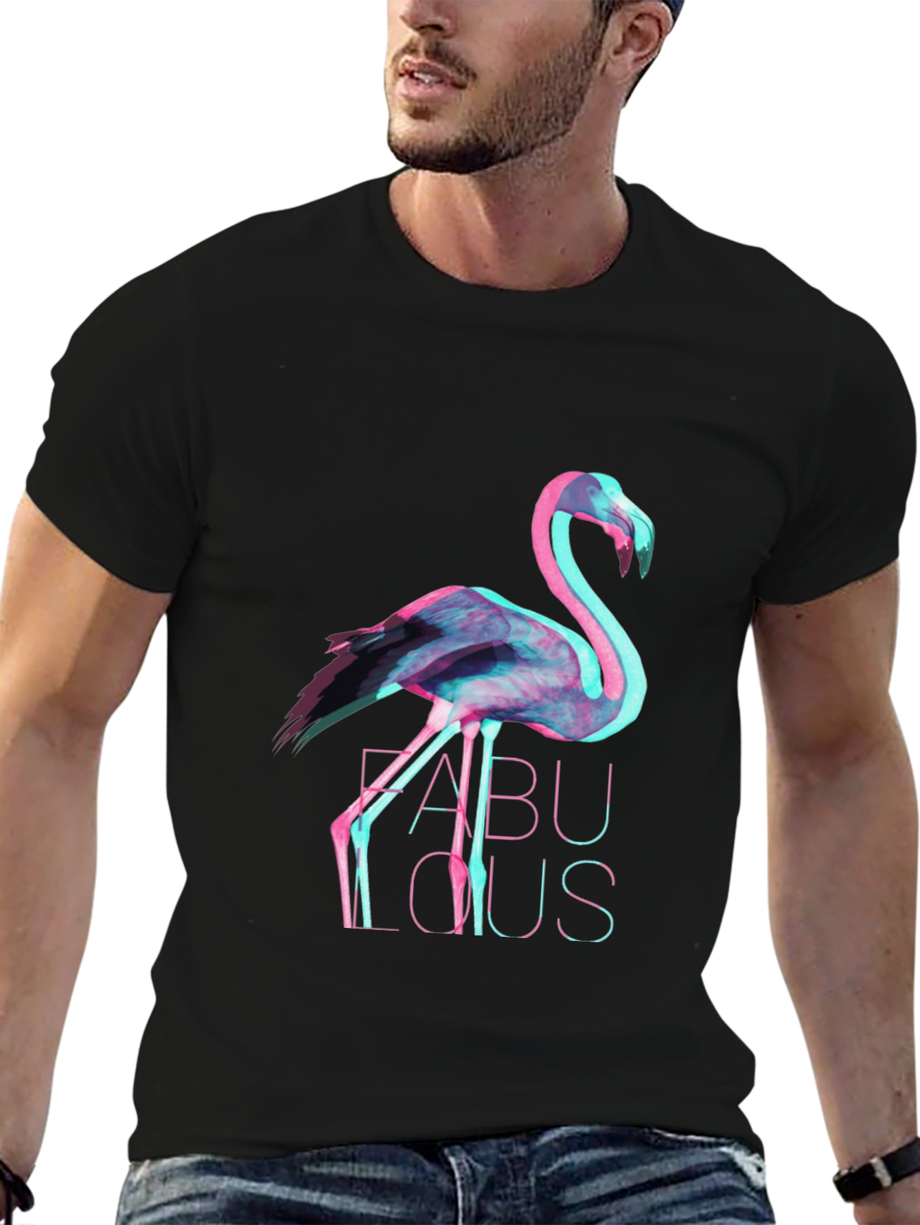 Black Men's Black Flamingo Fabulous Graphic Tee view 6