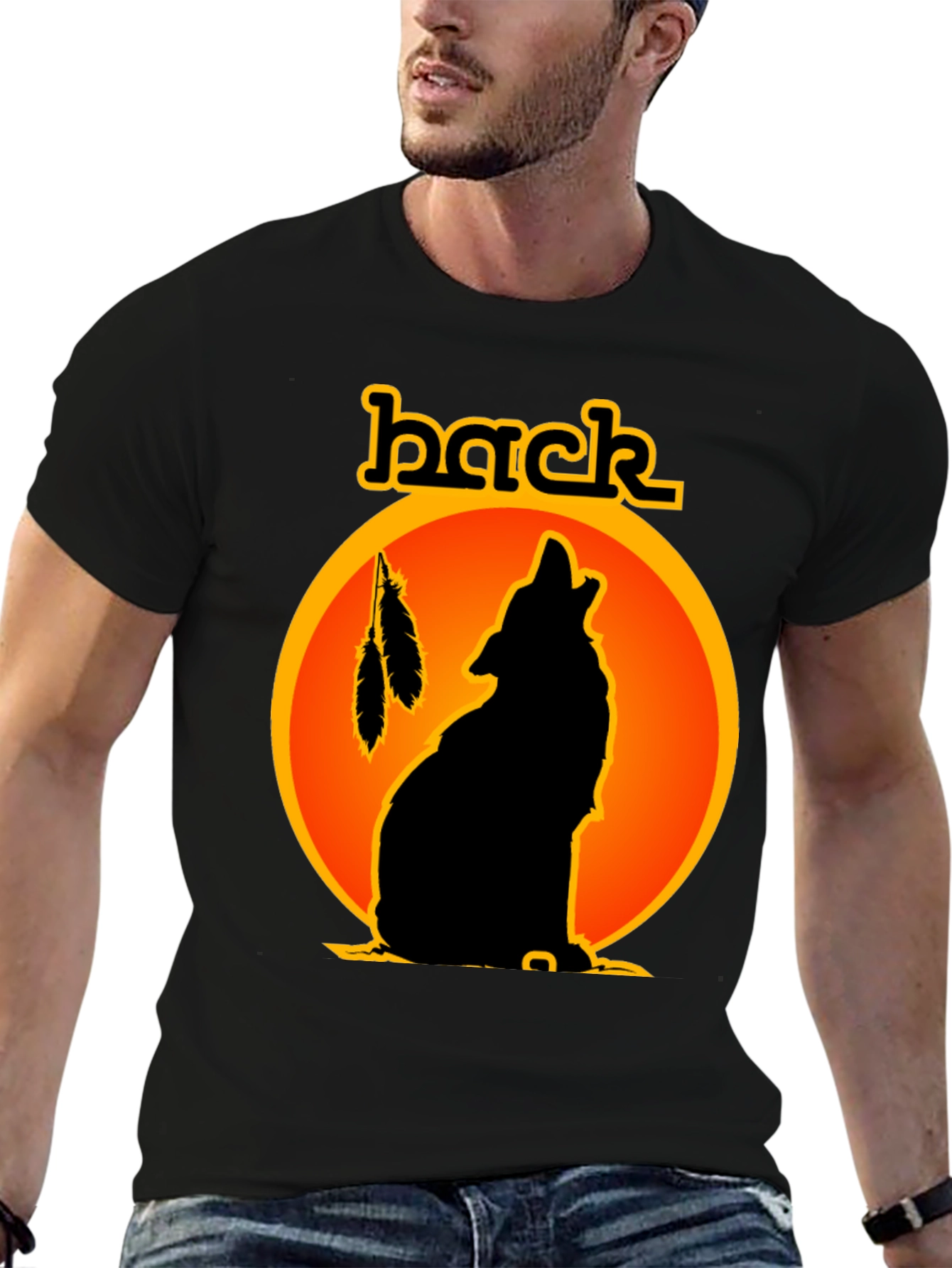 Black Wolf Silhouette Graphic Tee view 6