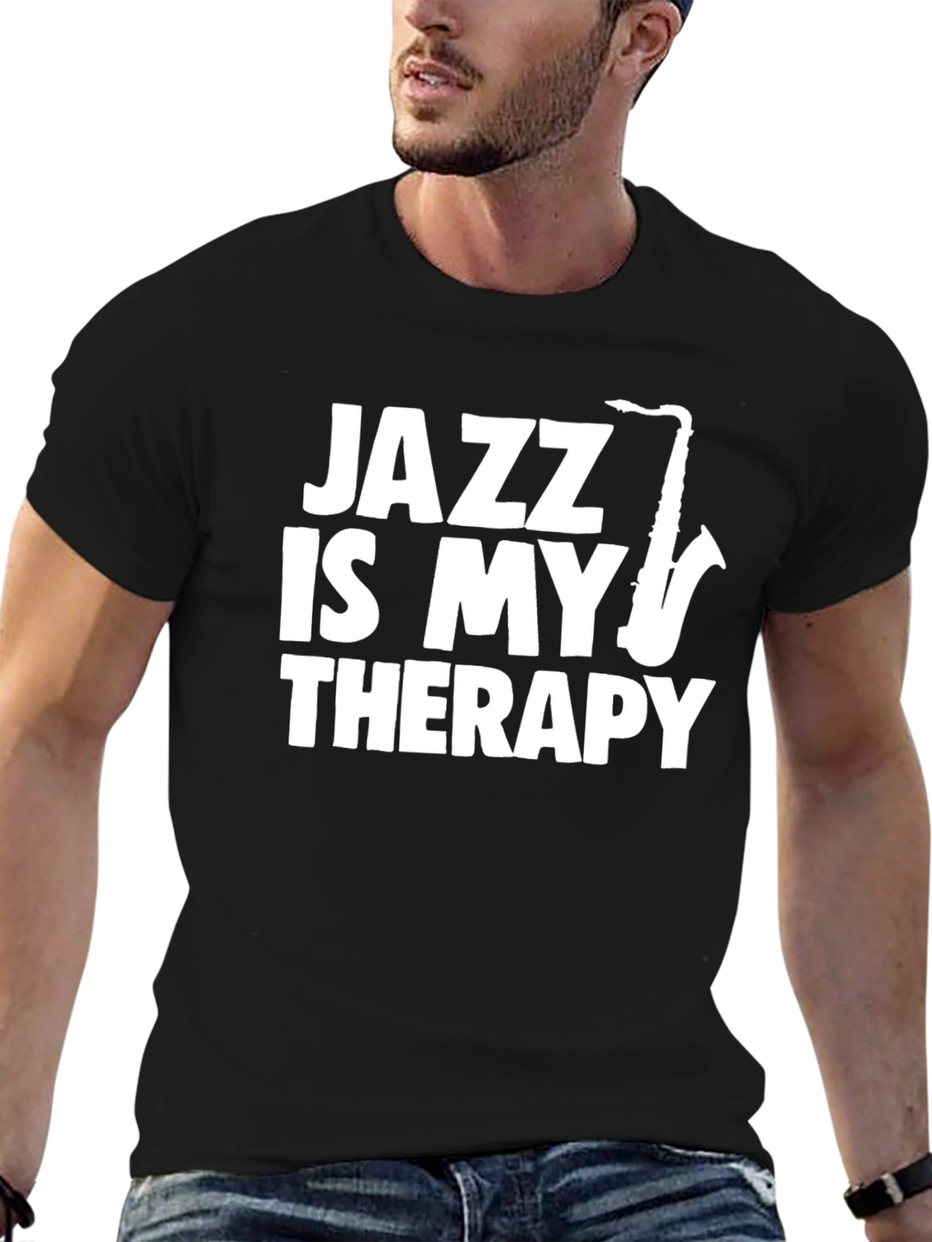 Black Jazz Is My Therapy Graphic T-Shirt view 6