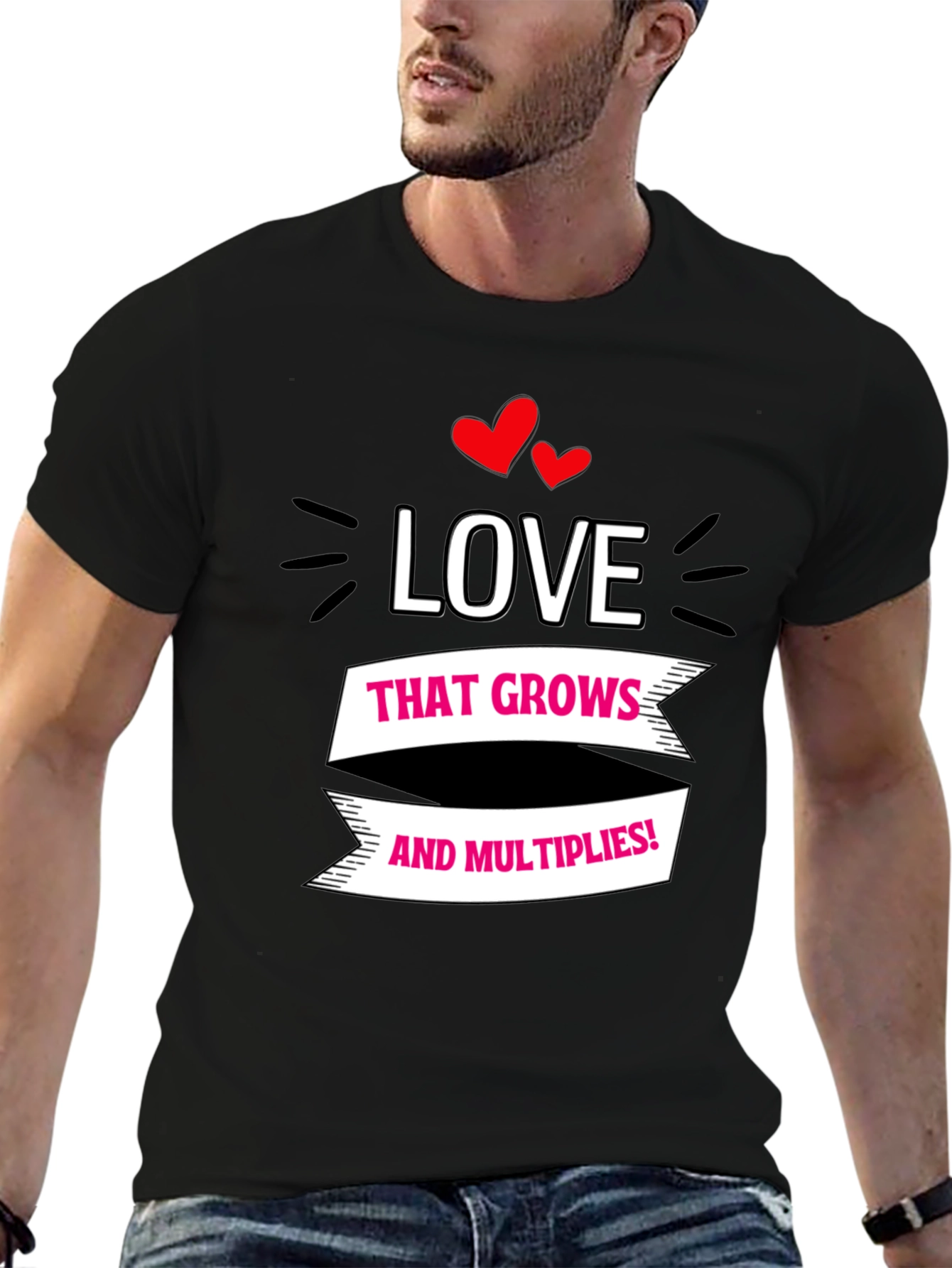 Black Love Grows T-Shirt - Black Cotton Tee view 6