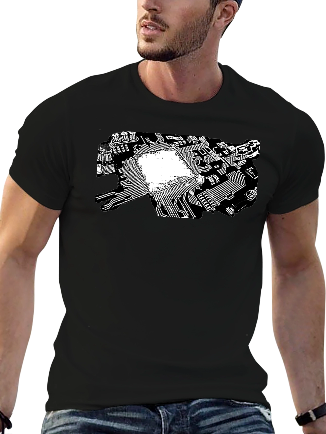 Black Tech Circuit Board Graphic Tee - Black view 6