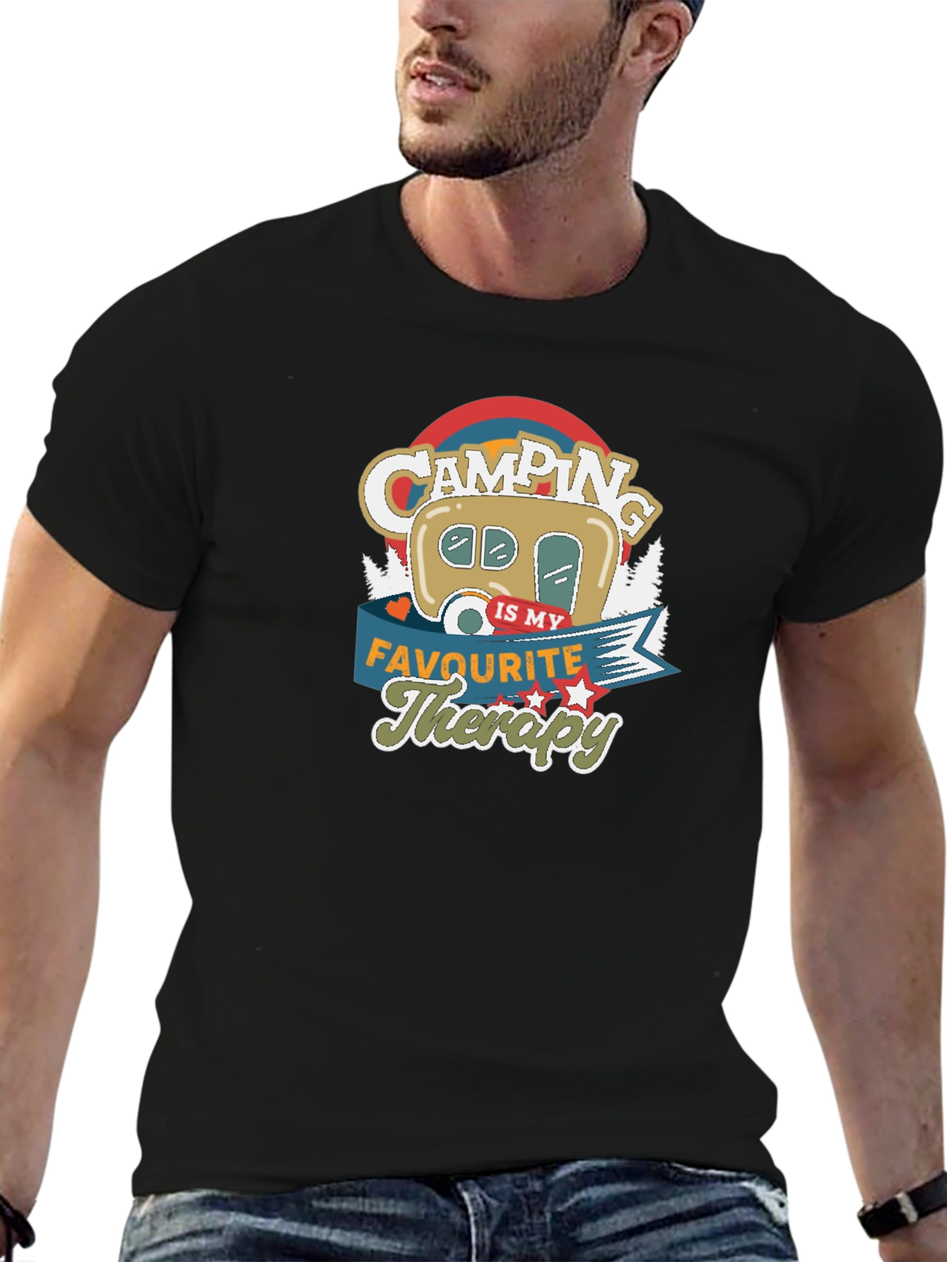 Black Camping Is My Favorite Therapy Graphic T-Shirt view 6