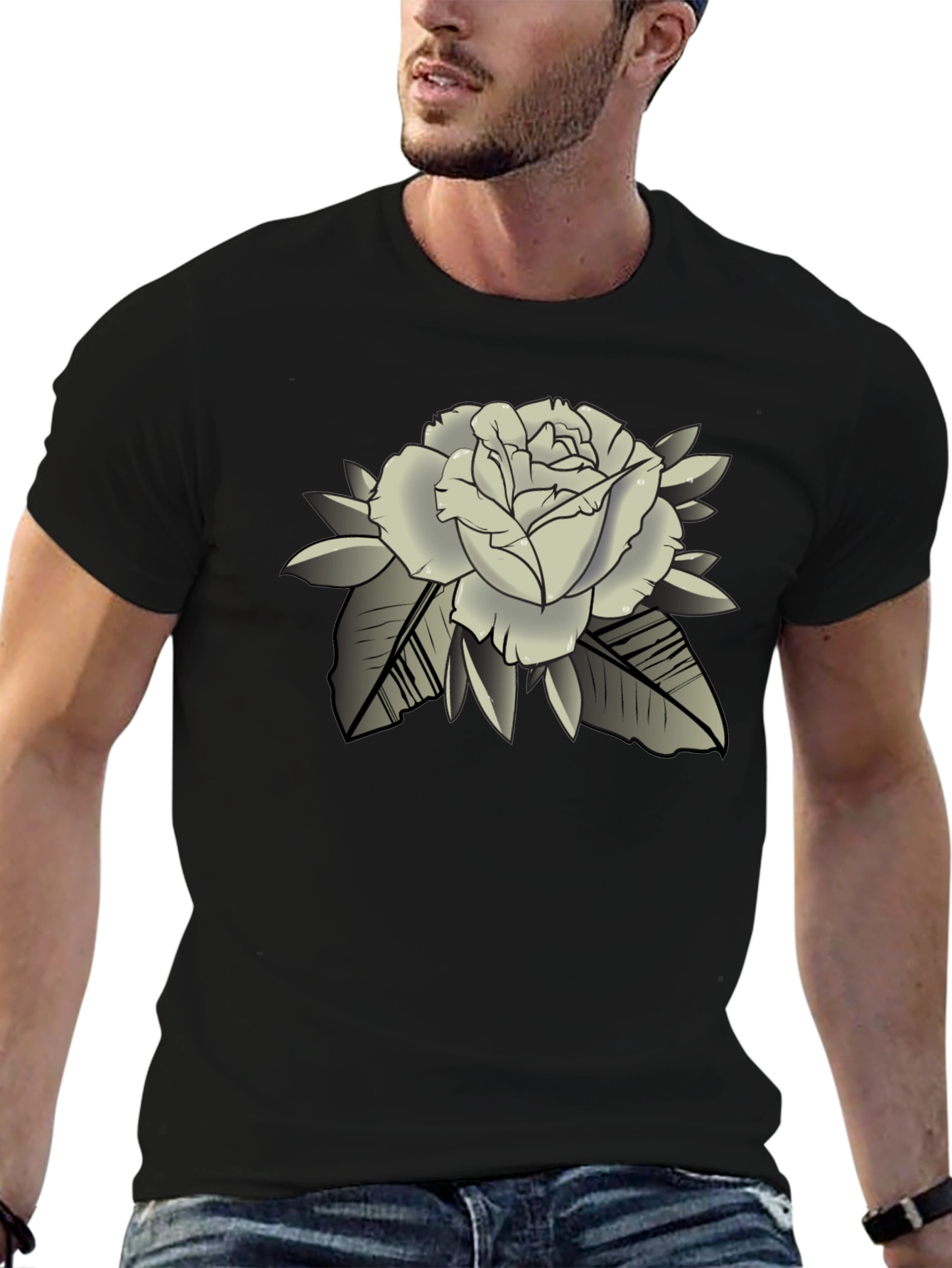 Black Rose Graphic Black T-Shirt - Classic Style view 6