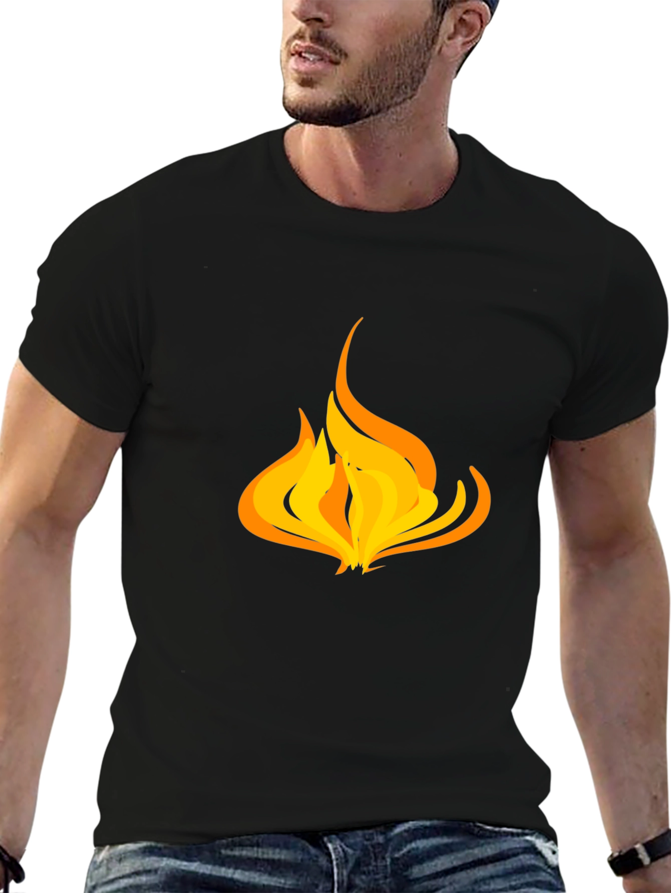 Black Flame Graphic Black T-Shirt - Casual Style view 6