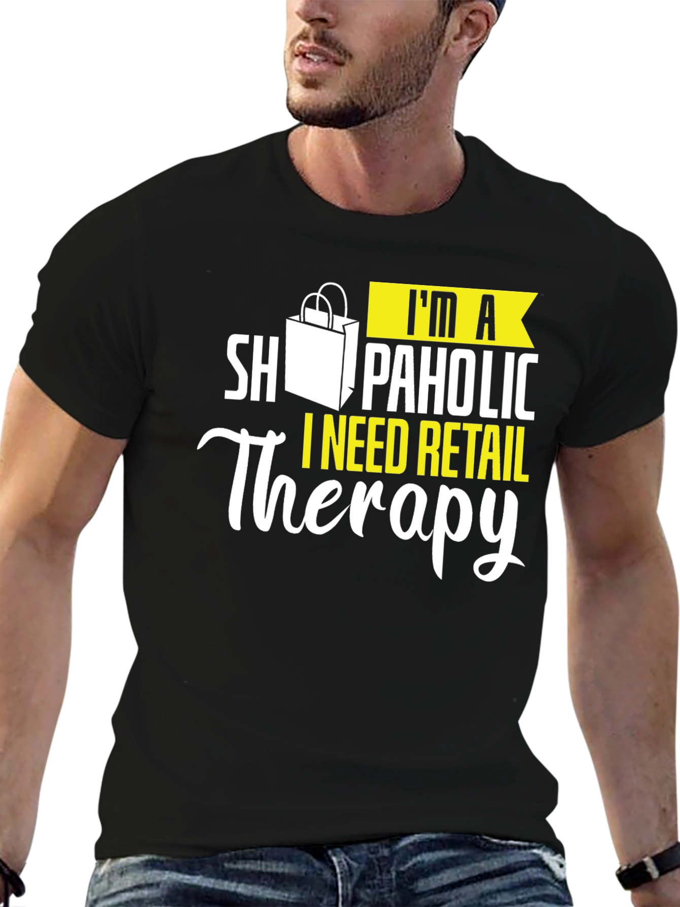 Retail Therapy Graphic Tee - Black Cotton T-Shirt - 6