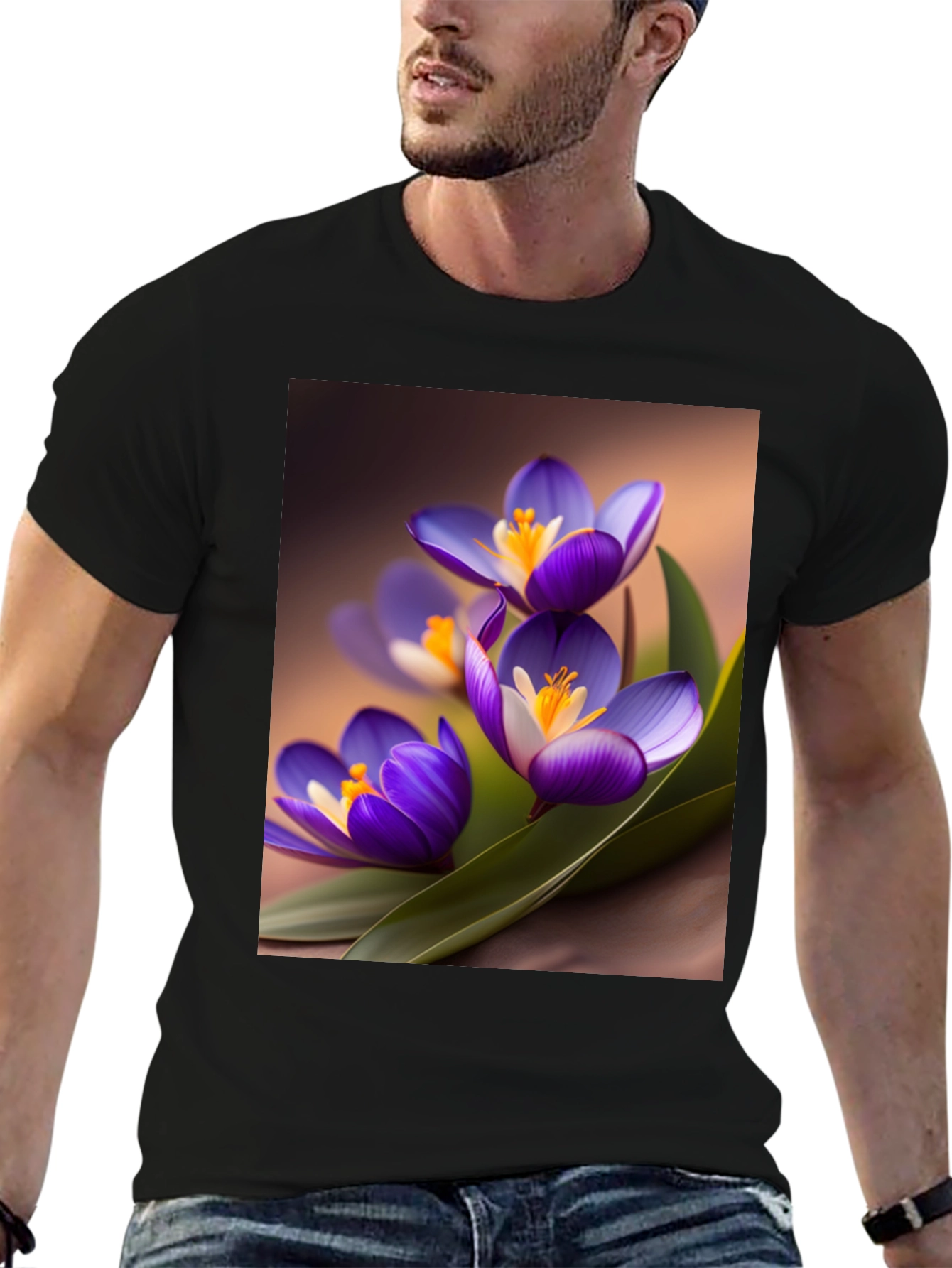 Black Floral Crocus Graphic Tee - Black view 6
