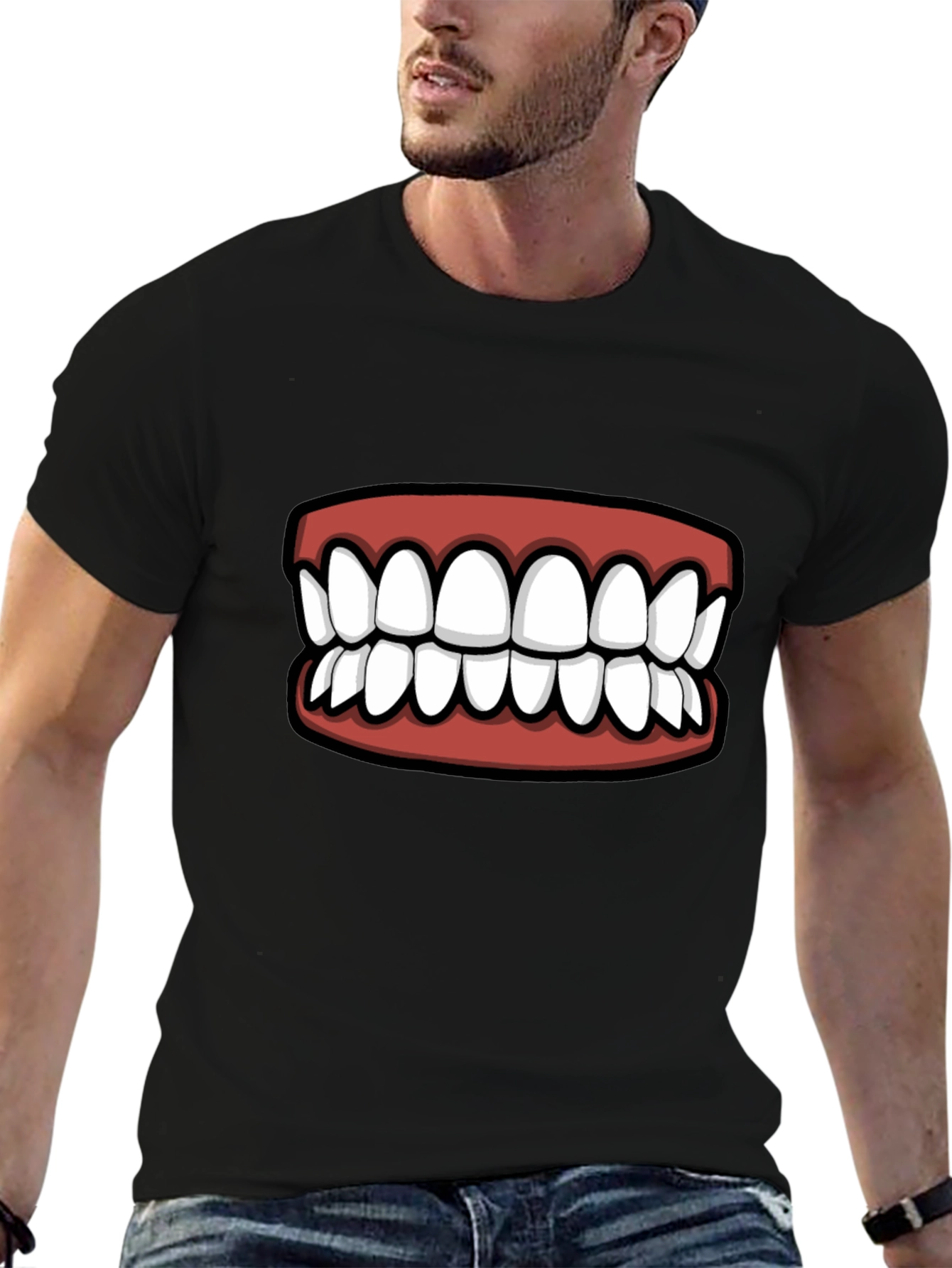 Black Funny Teeth Graphic T-Shirt - Statement Tee view 6