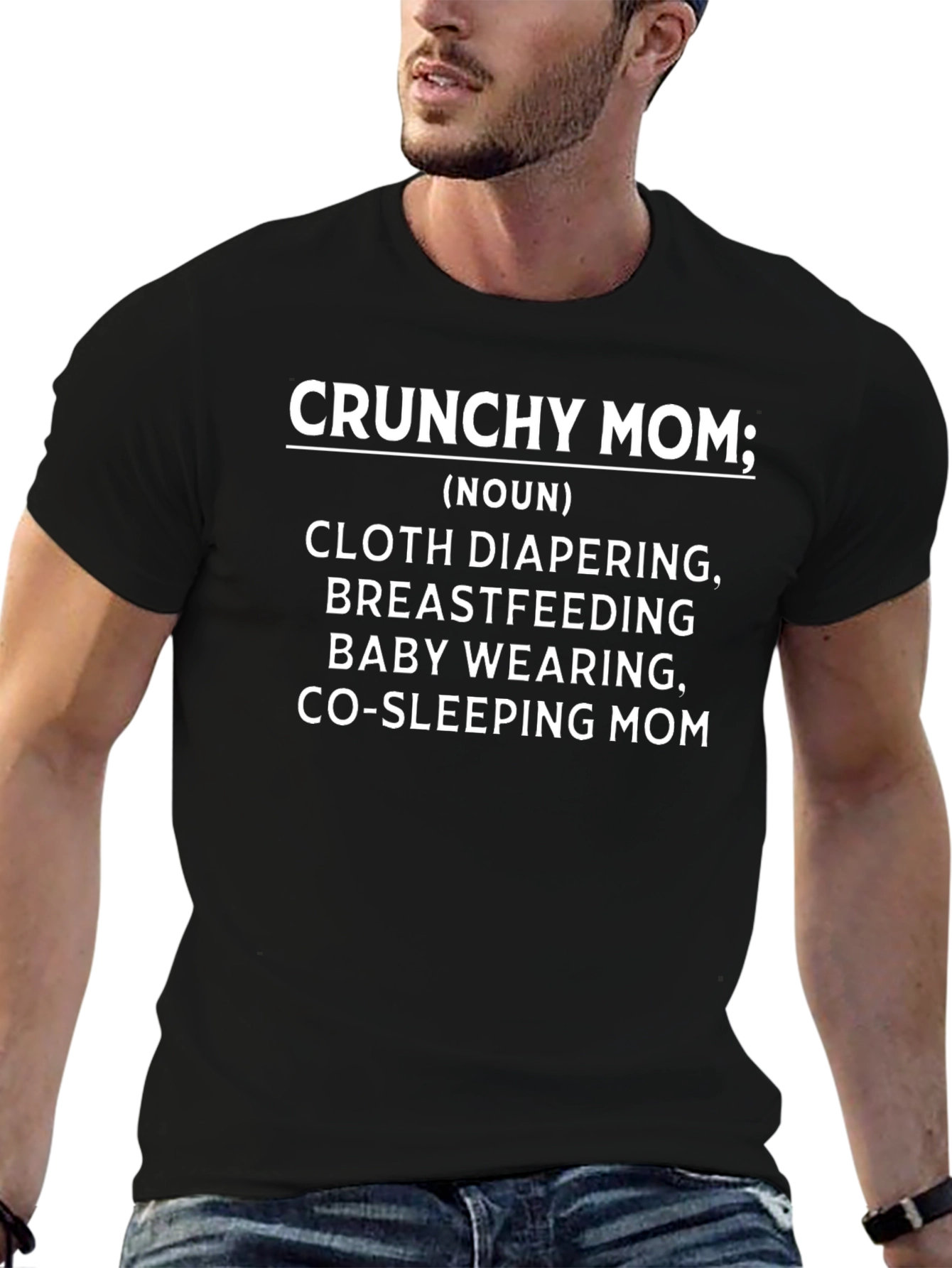 Black Crunchy Mom Definition T-Shirt view 6