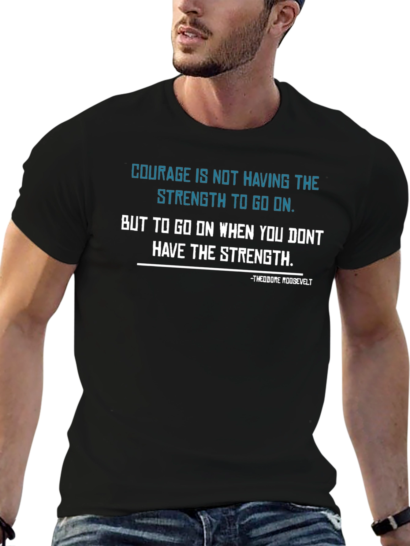 Black Courage Quote Graphic T-Shirt view 6