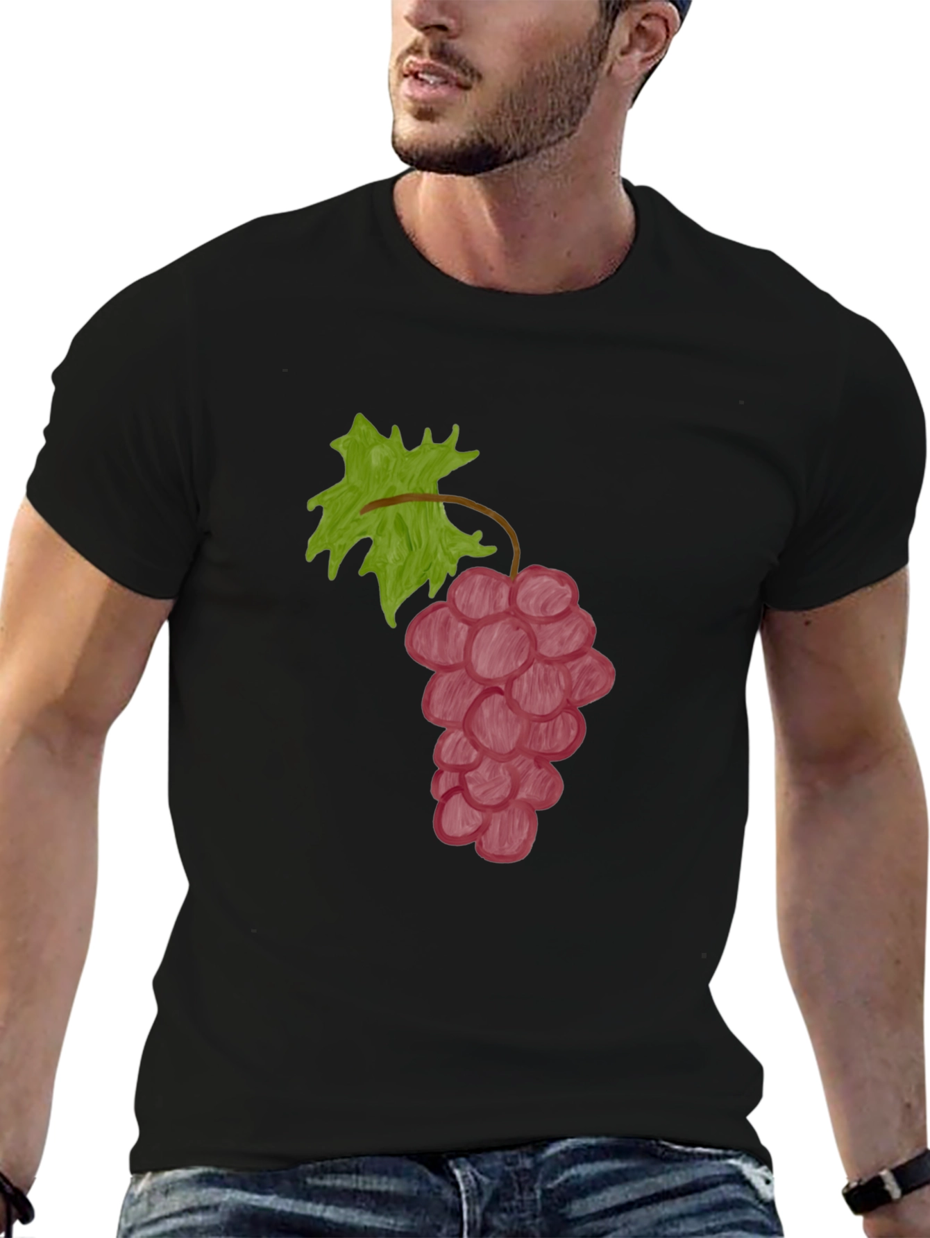 Black Grape Graphic Tee - Casual Black T-Shirt view 6