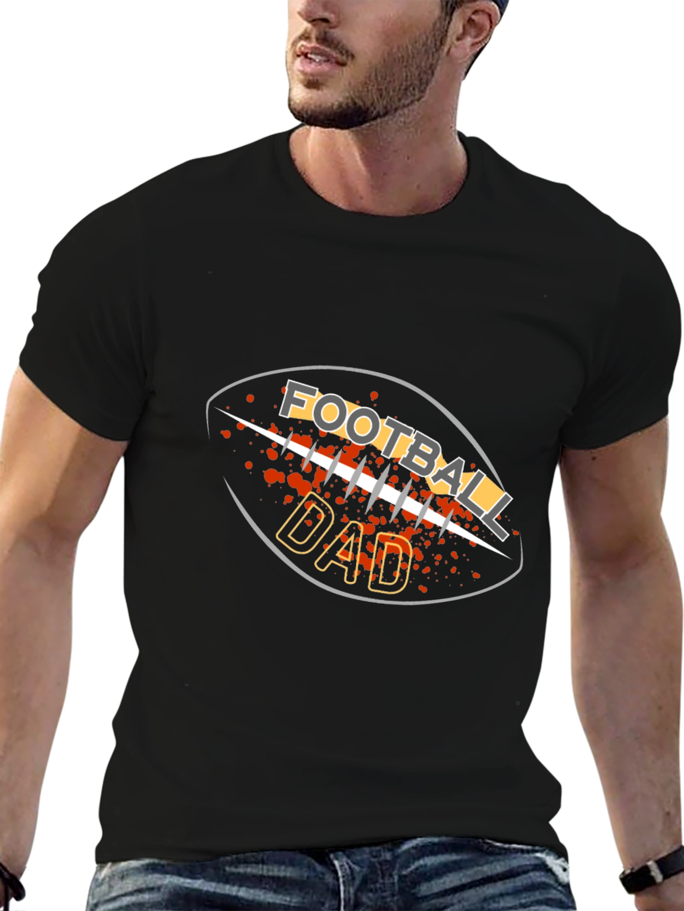 Black Football Dad Graphic T-Shirt - Black Tee view 6