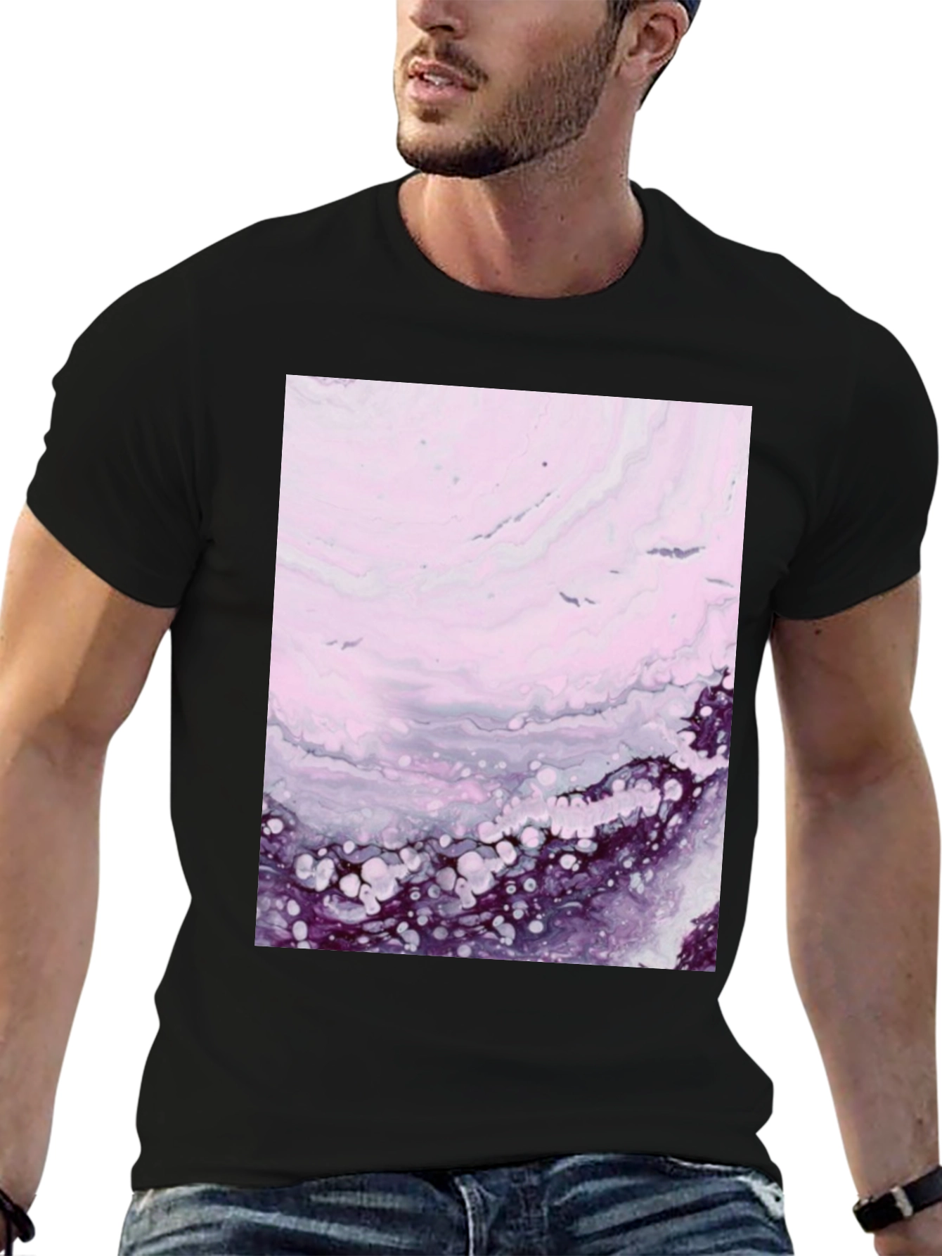 Black Abstract Art Black T-Shirt view 6