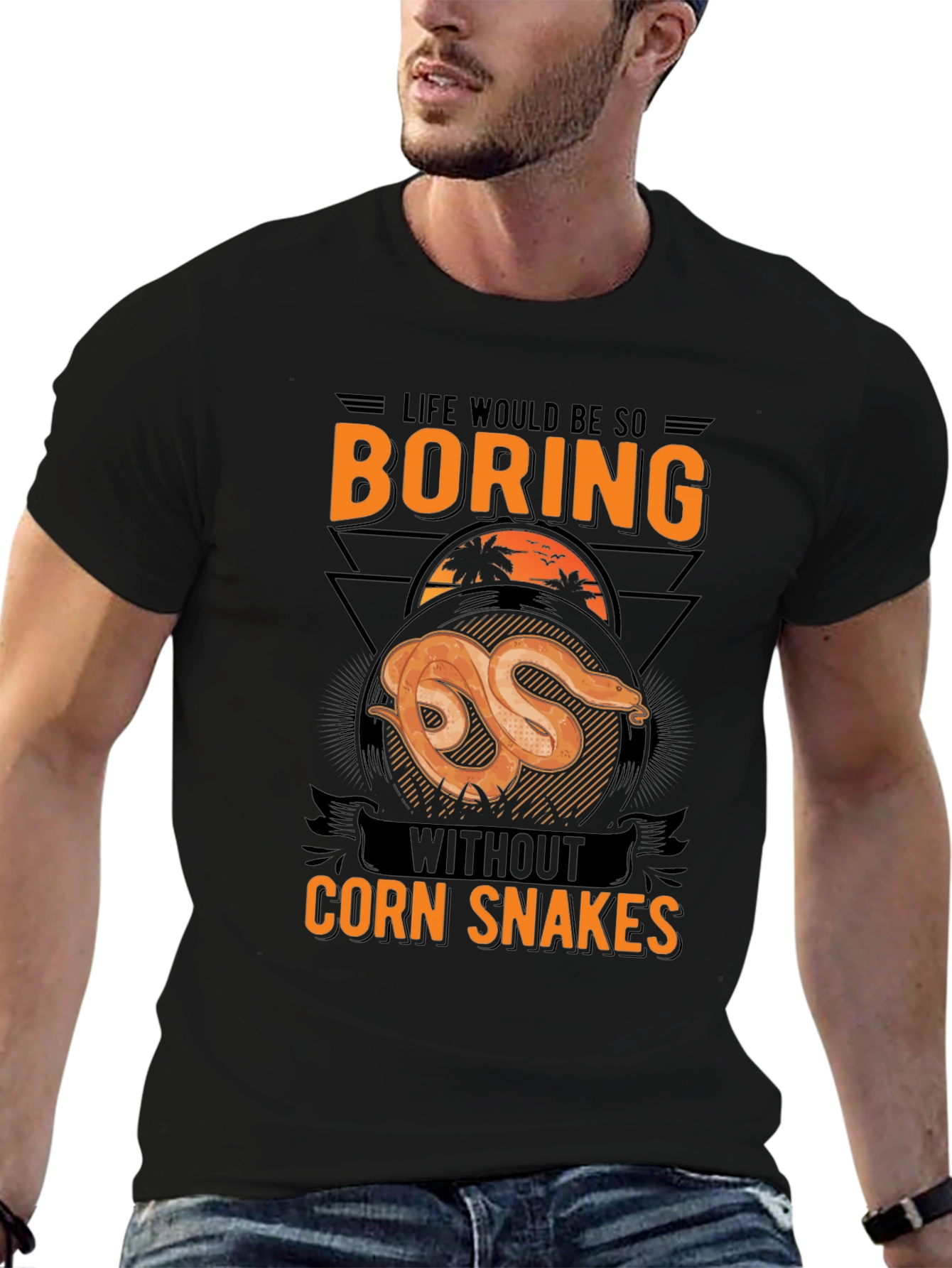 Black Boring Without Corn Snakes T-Shirt view 6