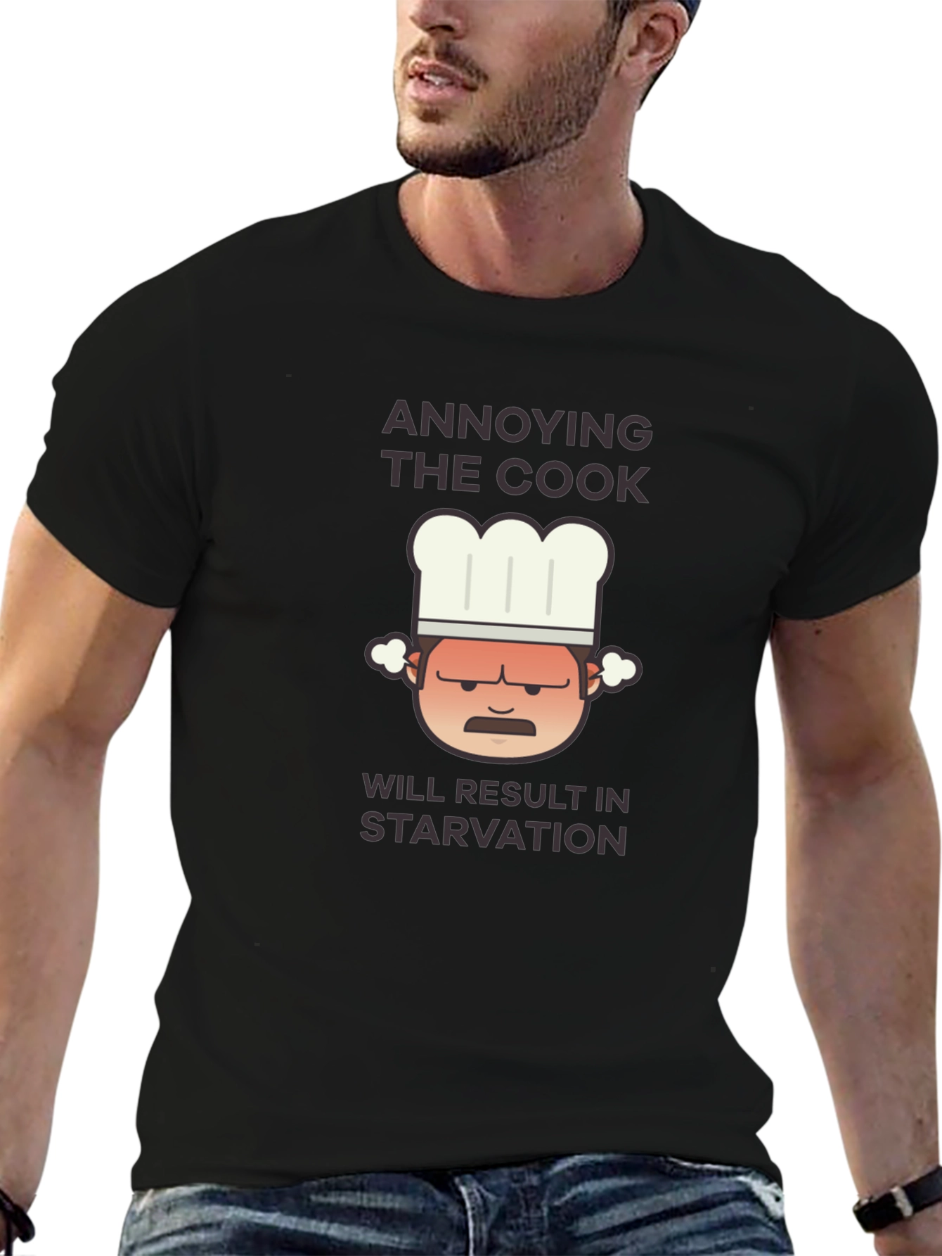 Black Annoying The Cook Funny T-Shirt view 6