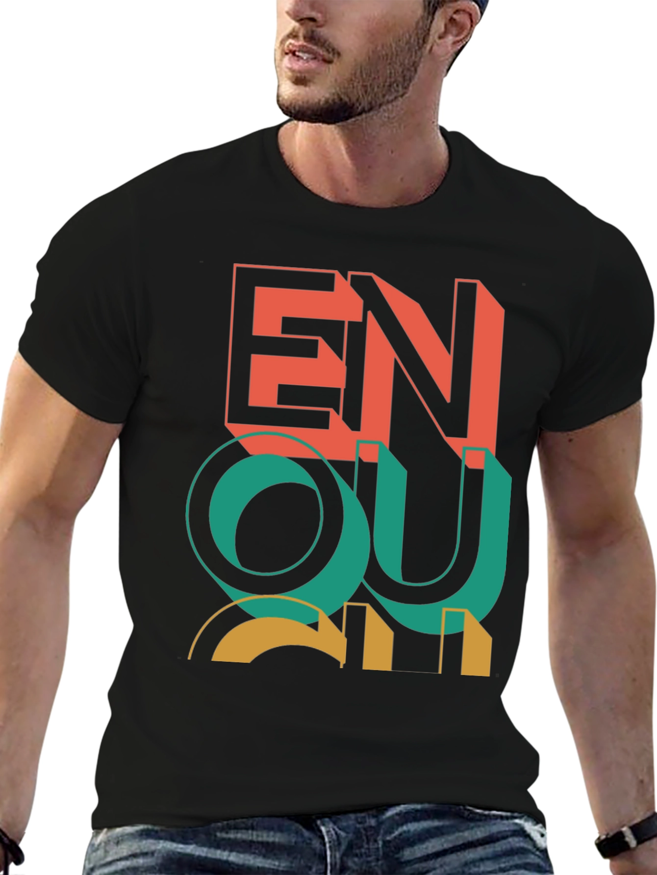 Black Abstract Graphic Print T-Shirt view 6