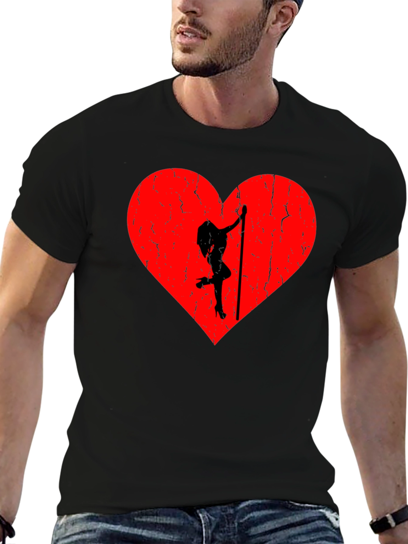 Black Heart Pole Dancer Graphic Tee - Black view 6