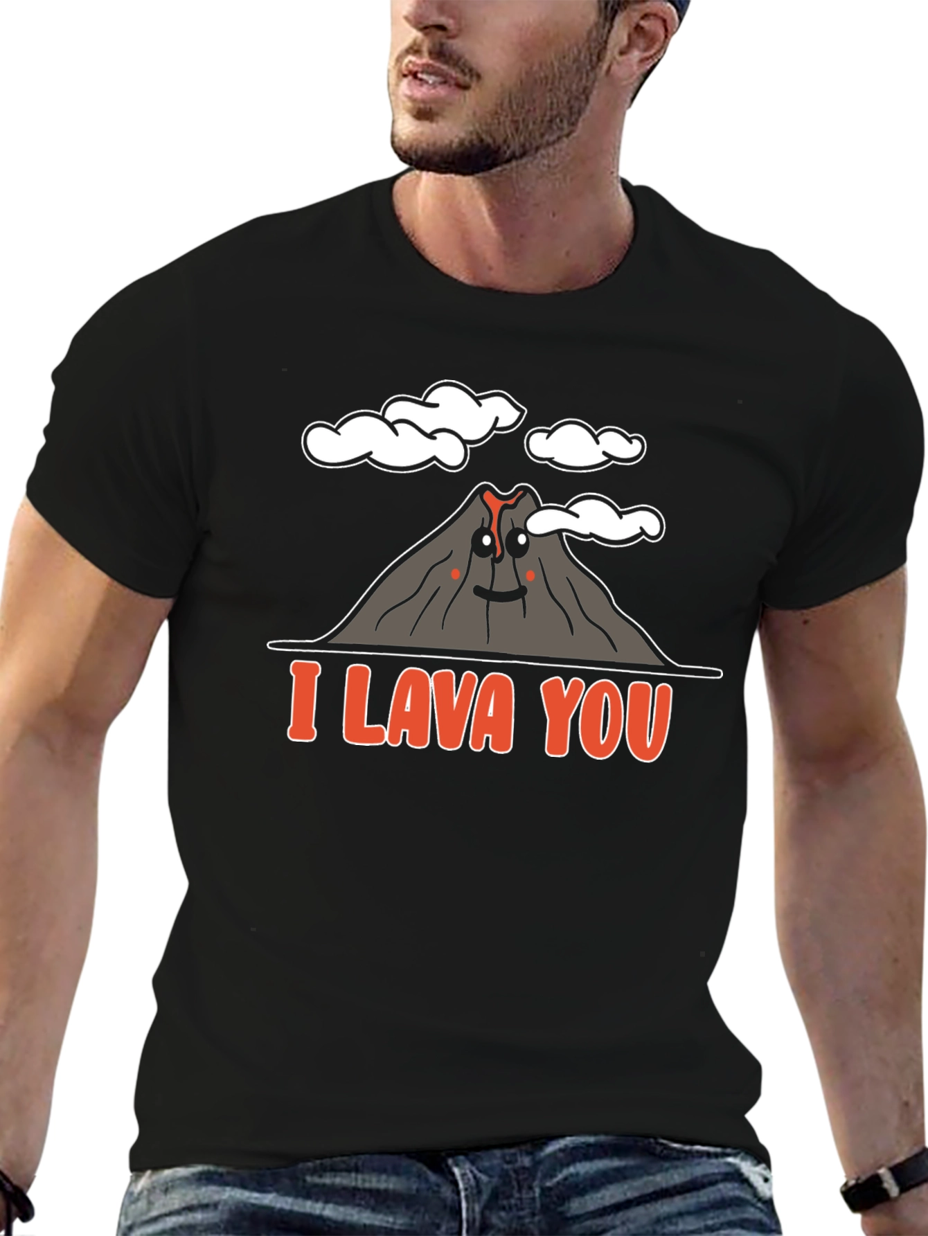 Black I Lava You Graphic T-Shirt - Volcano Love Pun view 6