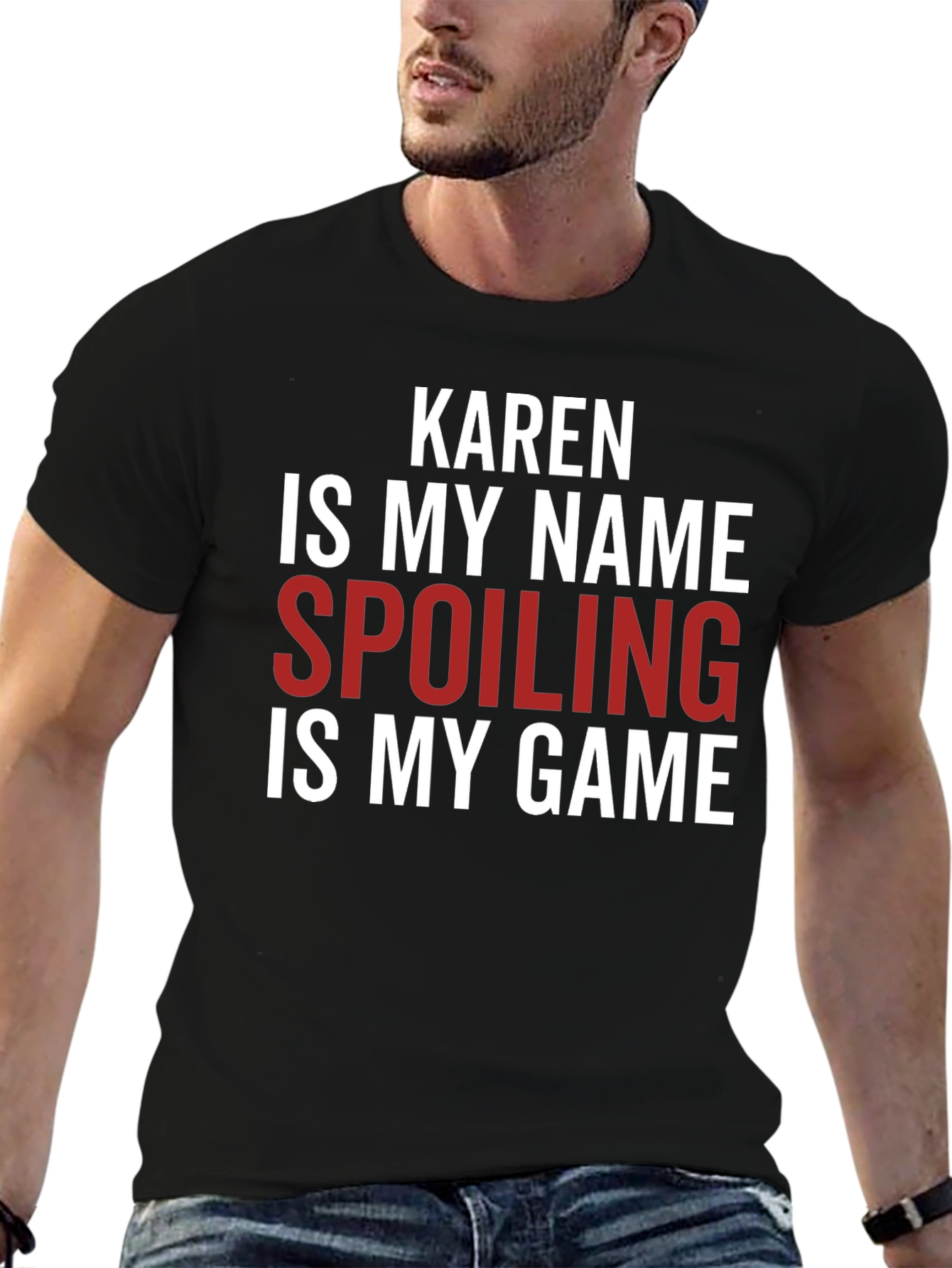 Black Karen Spoiling is My Game Funny Slogan T-Shirt view 6