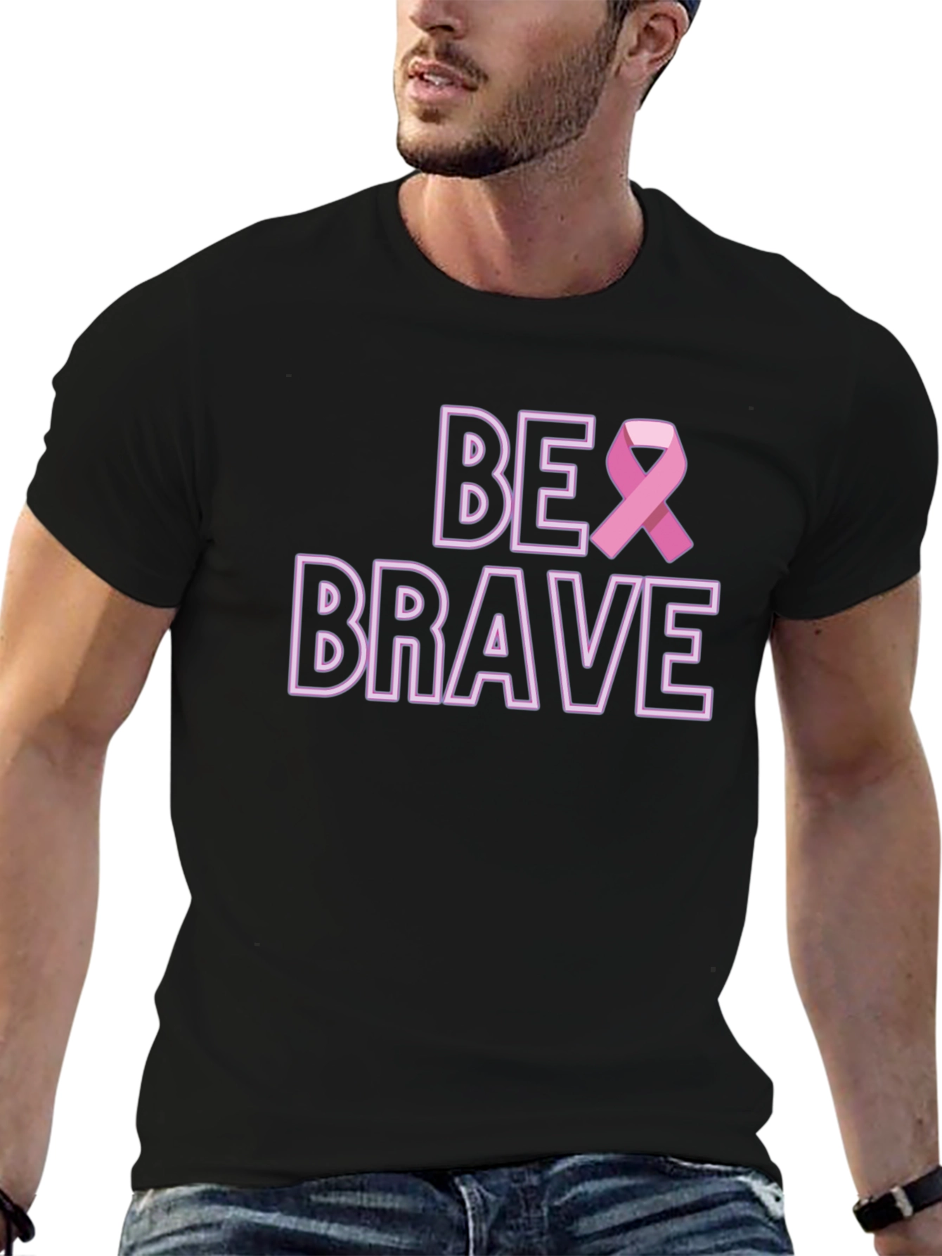 Black Be Brave Cancer Awareness T-Shirt view 6