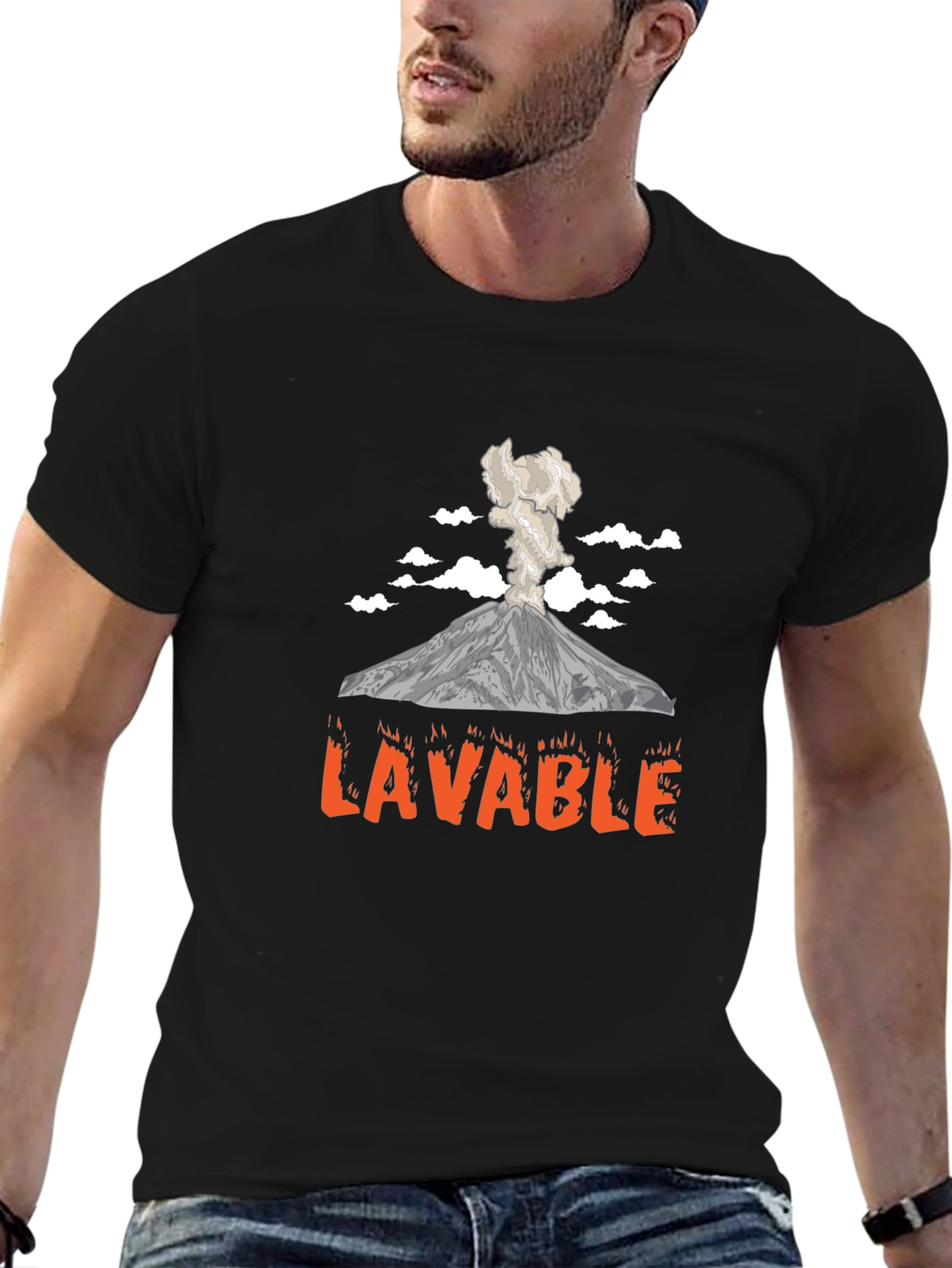 Black LAVABLE Volcano T-Shirt - Funny Graphic Tee view 6