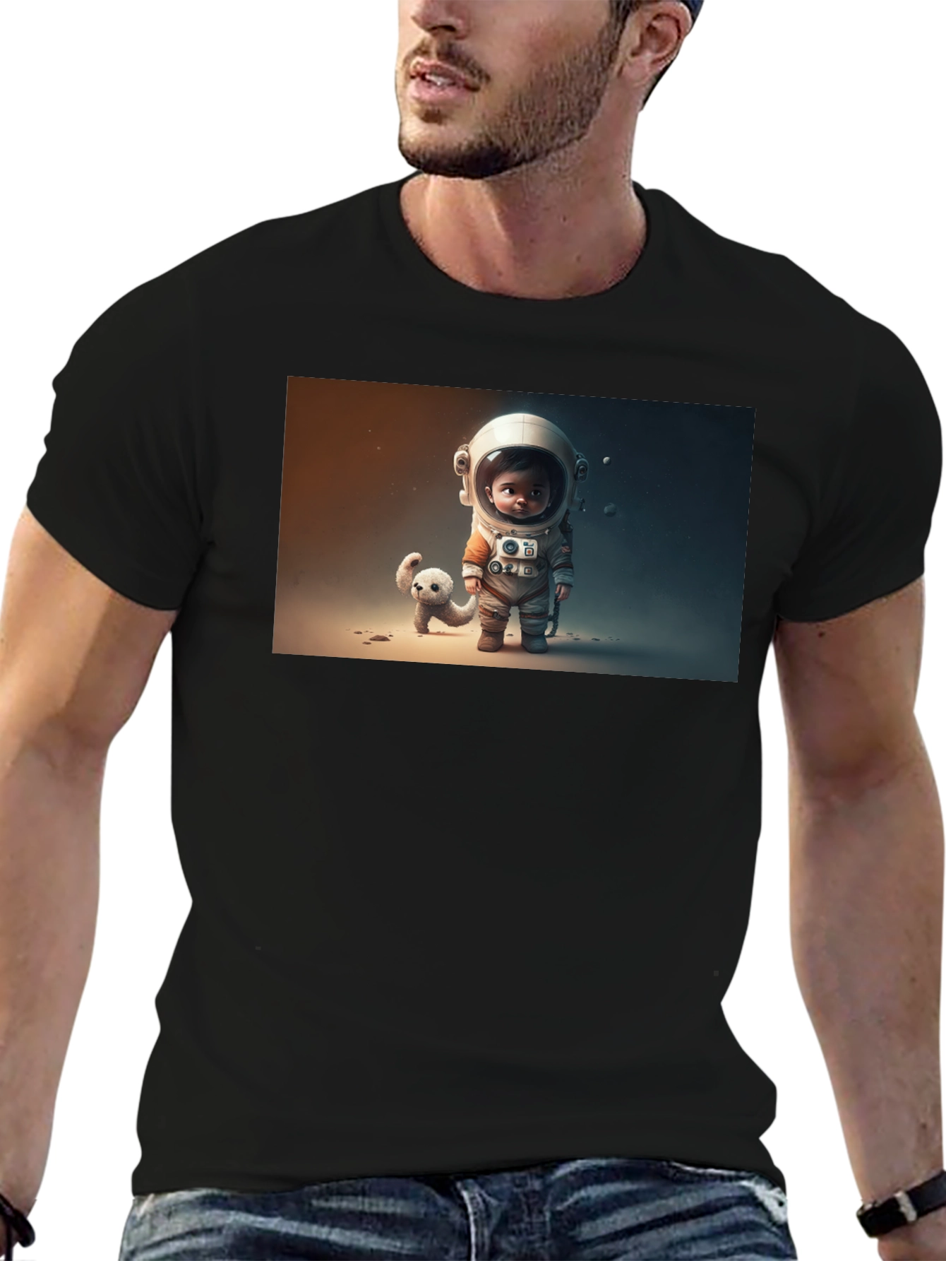 Black Astronaut & Friend Graphic Tee - Black view 6