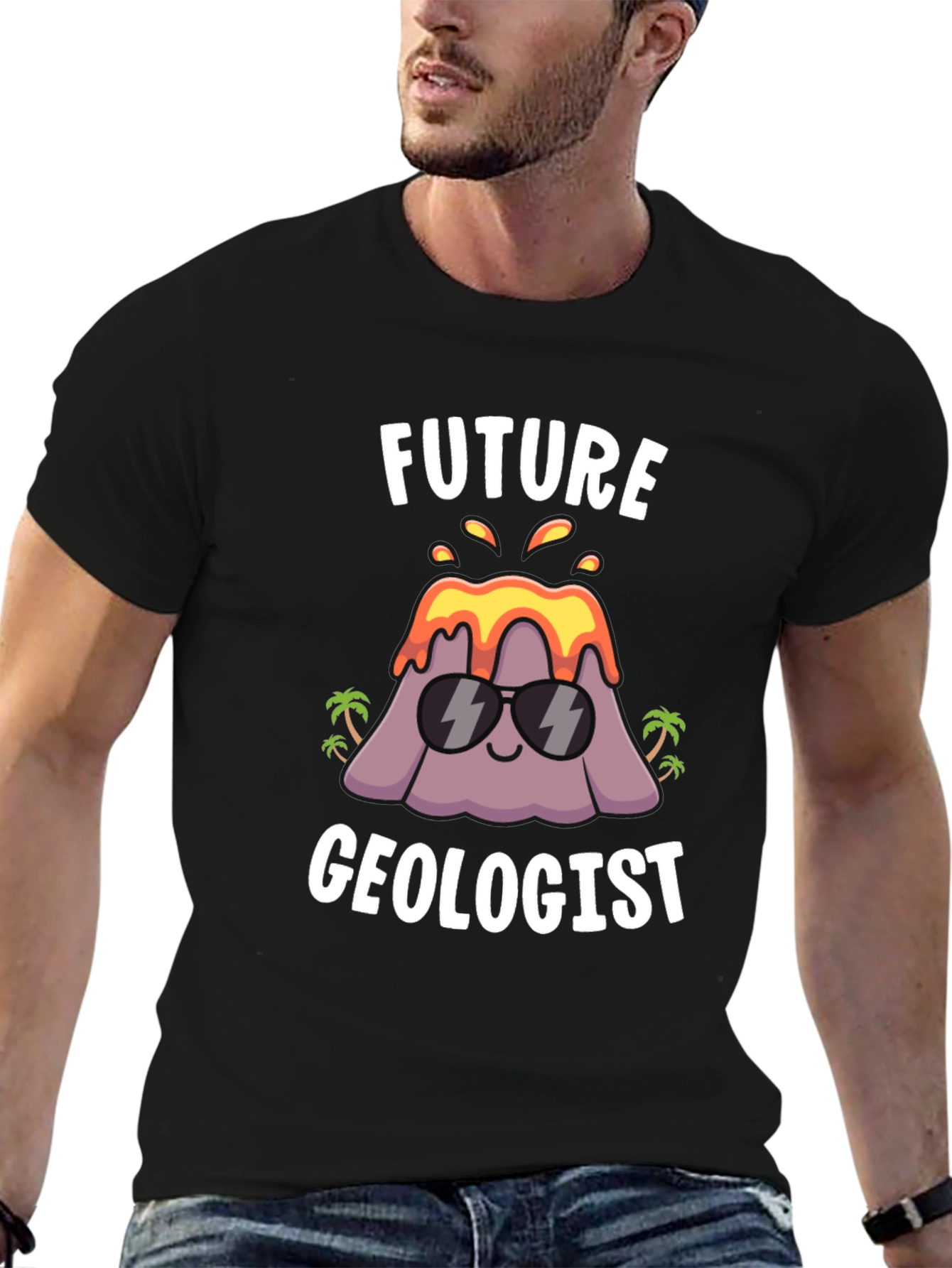 Black Future Geologist Volcano T-Shirt view 6