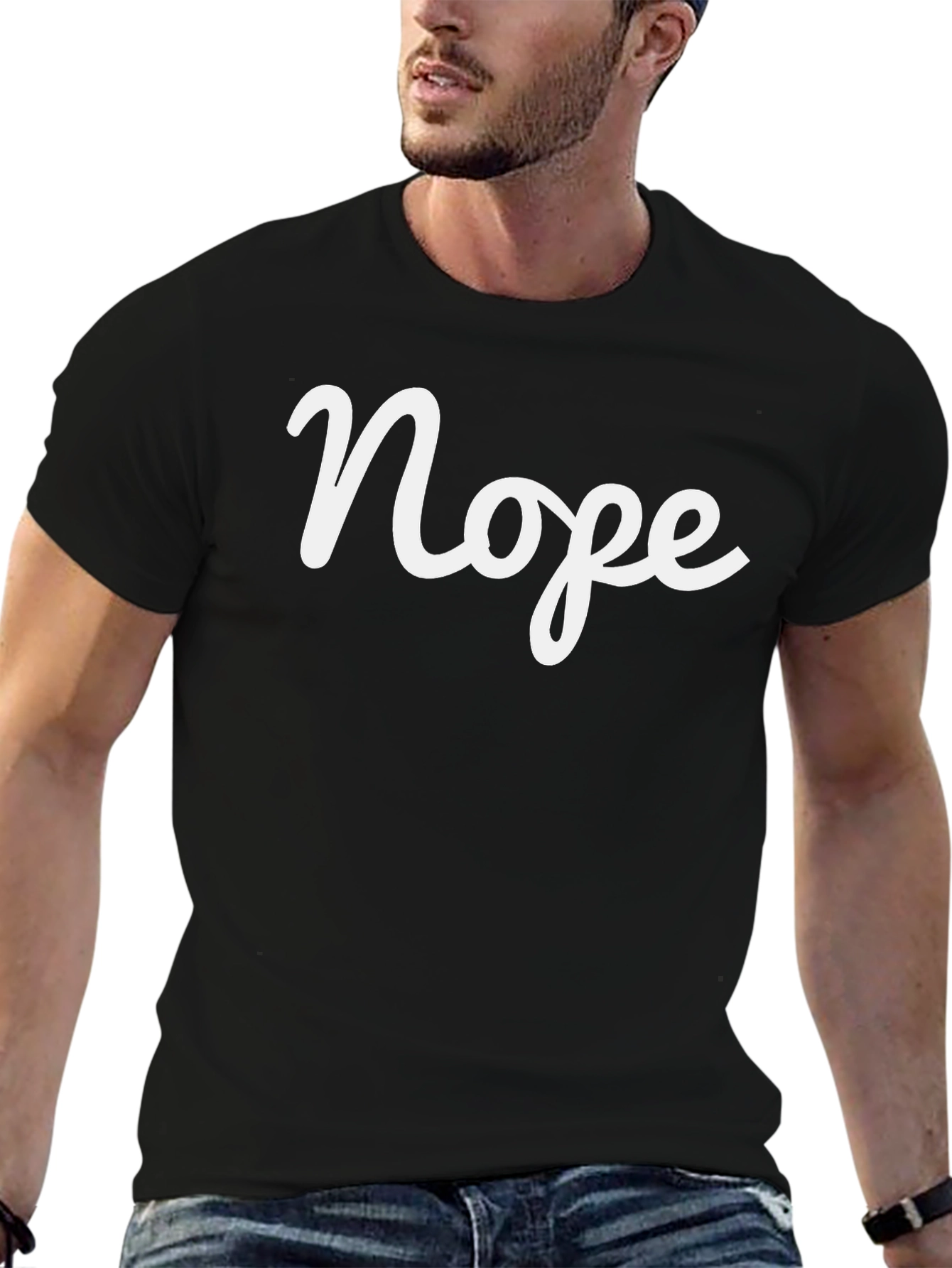 Black Nope Graphic Tee - Casual Slogan T-Shirt view 6