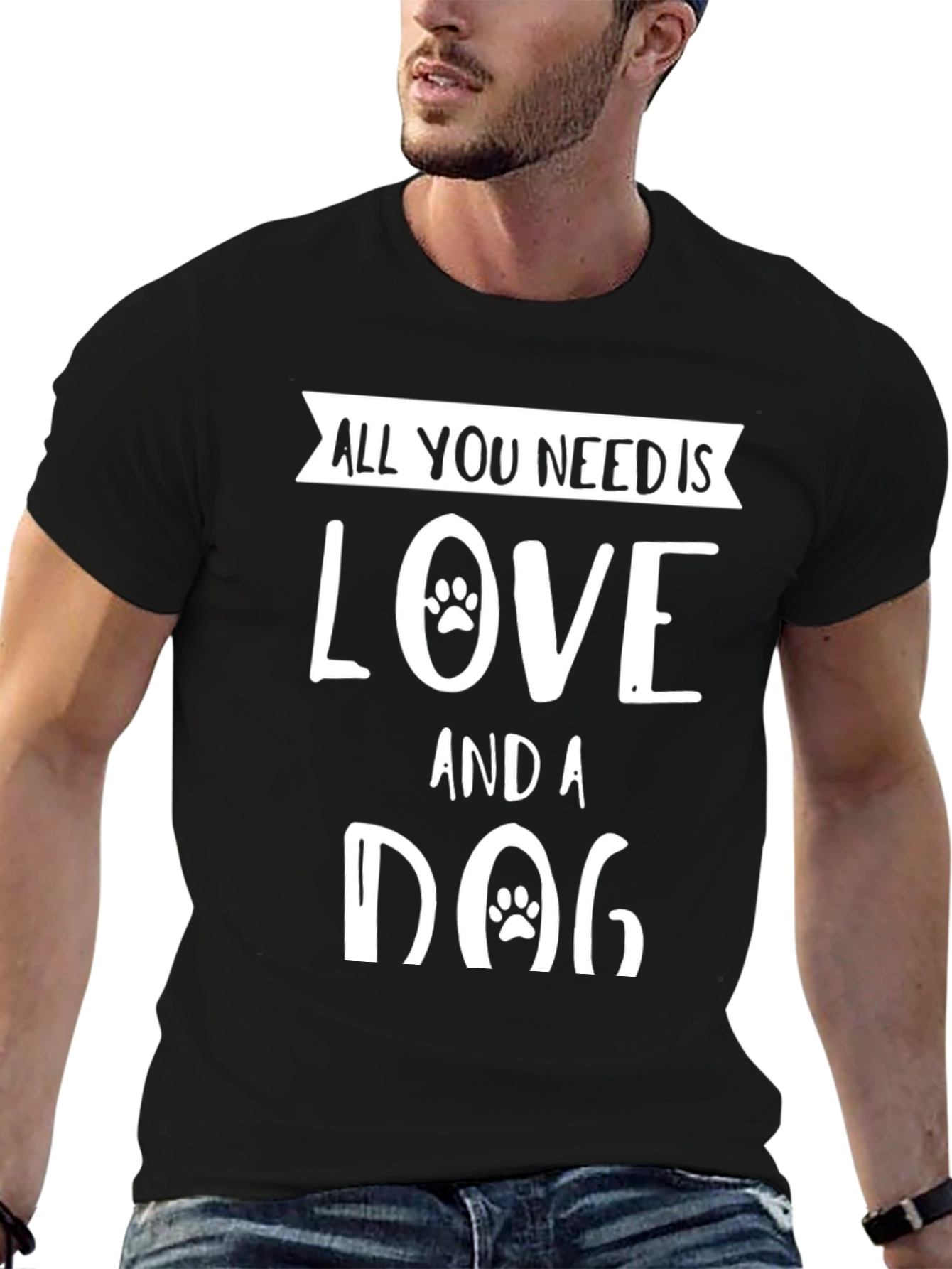 Black All You Need is Love and a Dog T-Shirt view 6