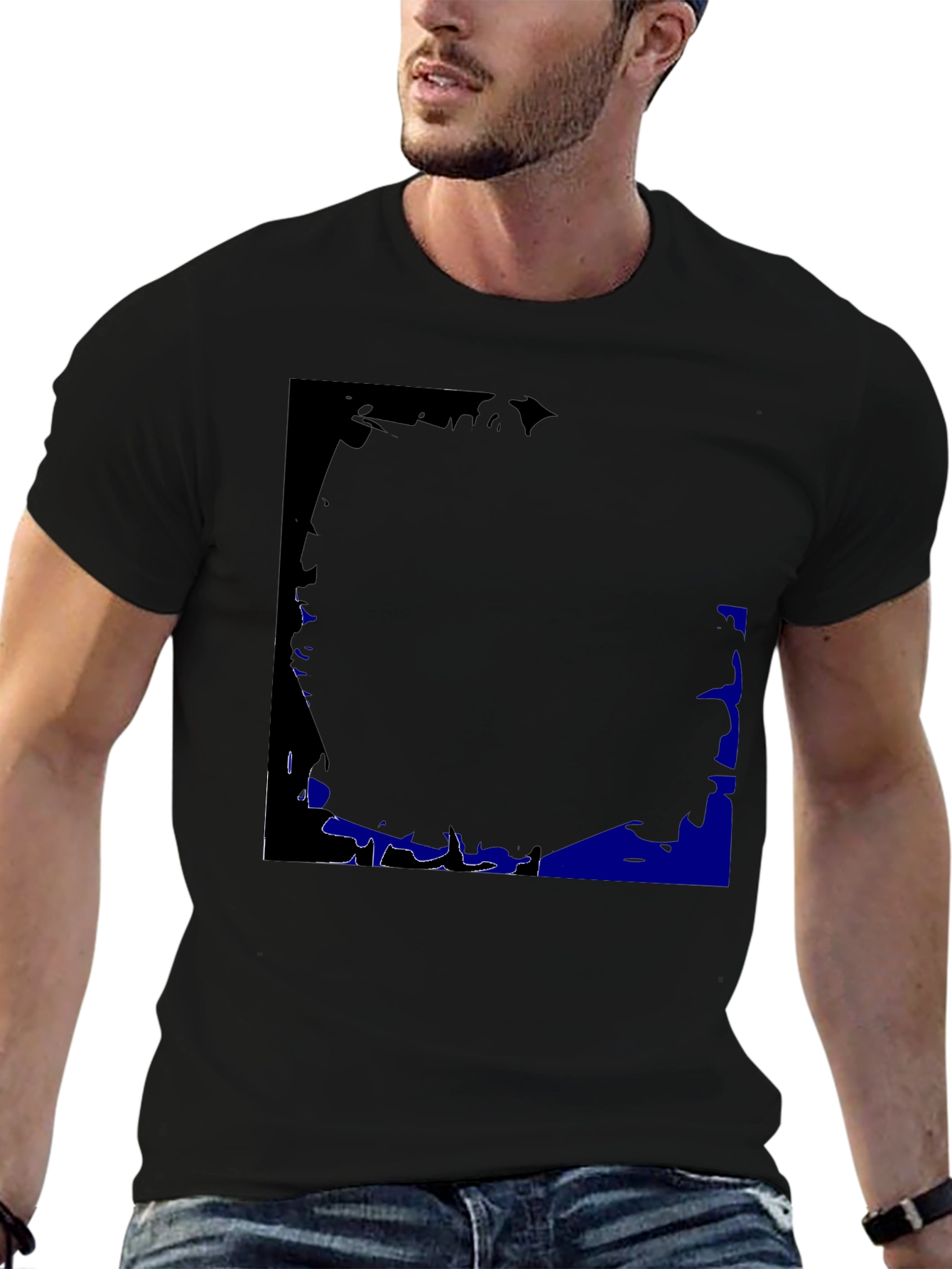 Black Black Graphic Print Crew Neck T-Shirt view 6